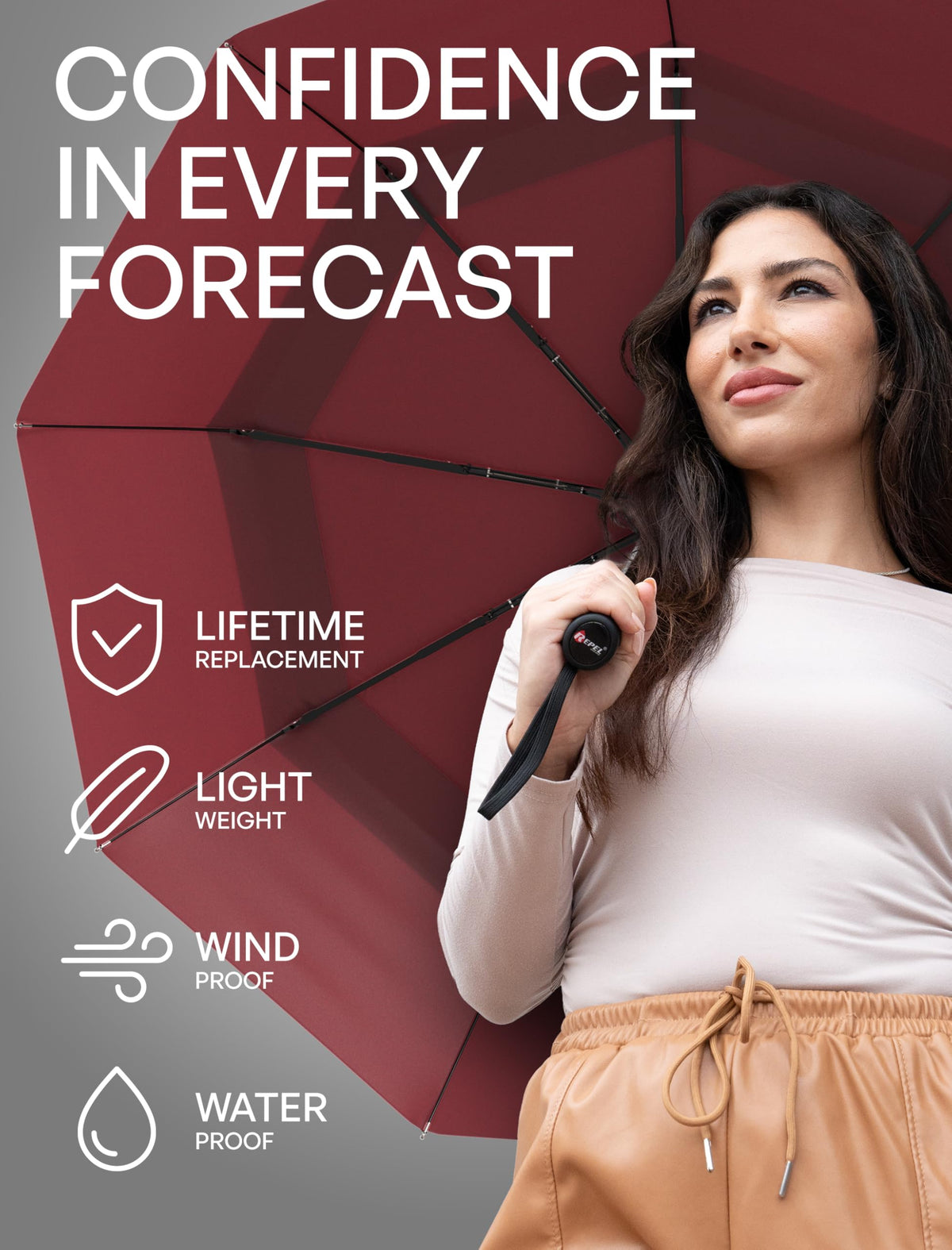 Repel Windproof Travel Umbrella - Compact & Withstands Winds up to 100MPH, Strongest Premium Auto Folding Umbrella for Rain and Sun - Durable, Light & Portable for Women & Men, Fits Backpack & Cars