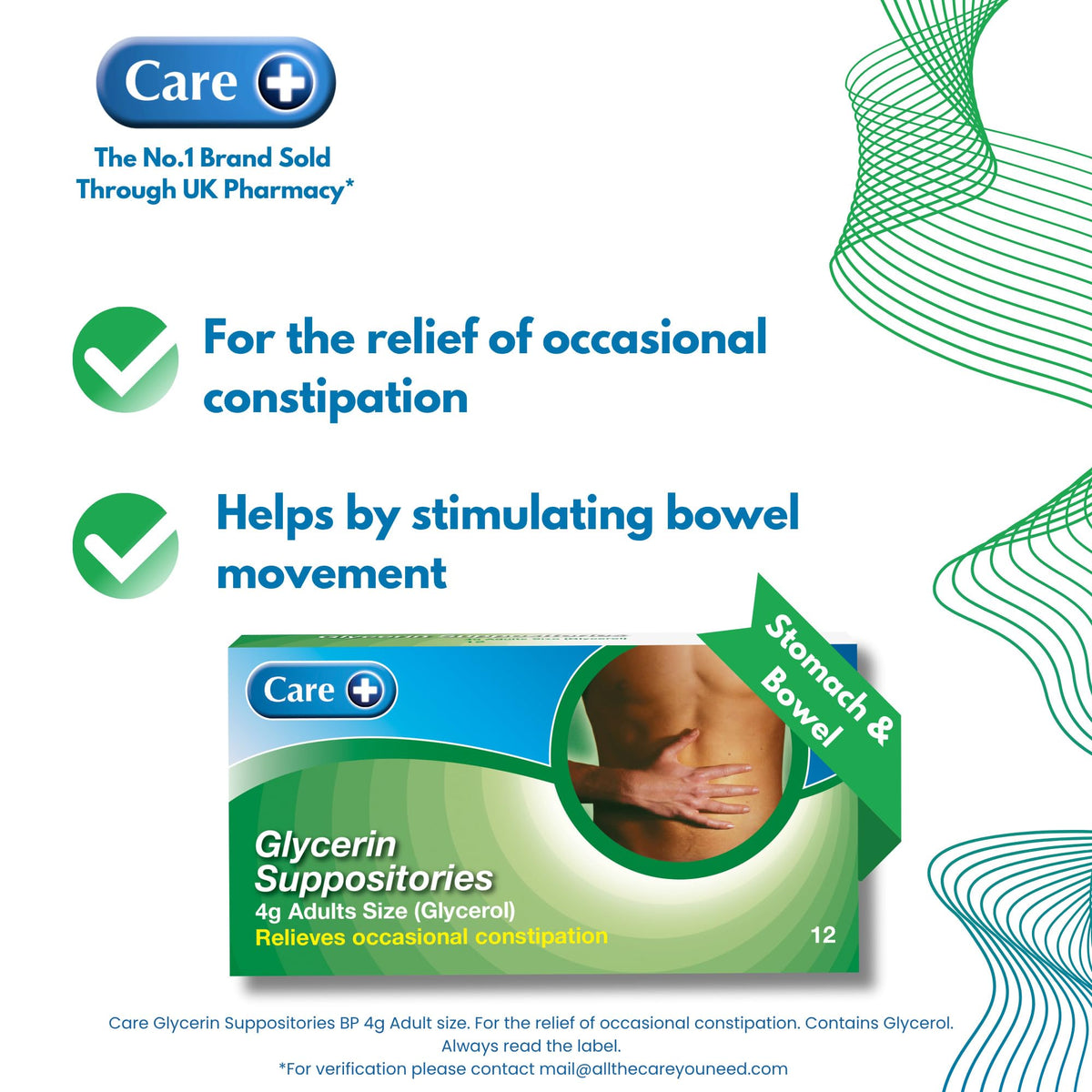 Two Packs of Care Glycerin Suppositories 4g Adult 12