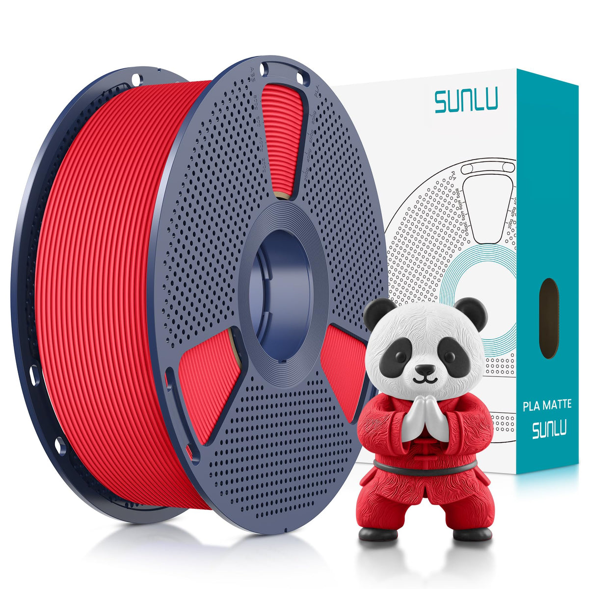SUNLU Matte PLA 3D Printer Filament 1.75mm, Matte Black 1KG