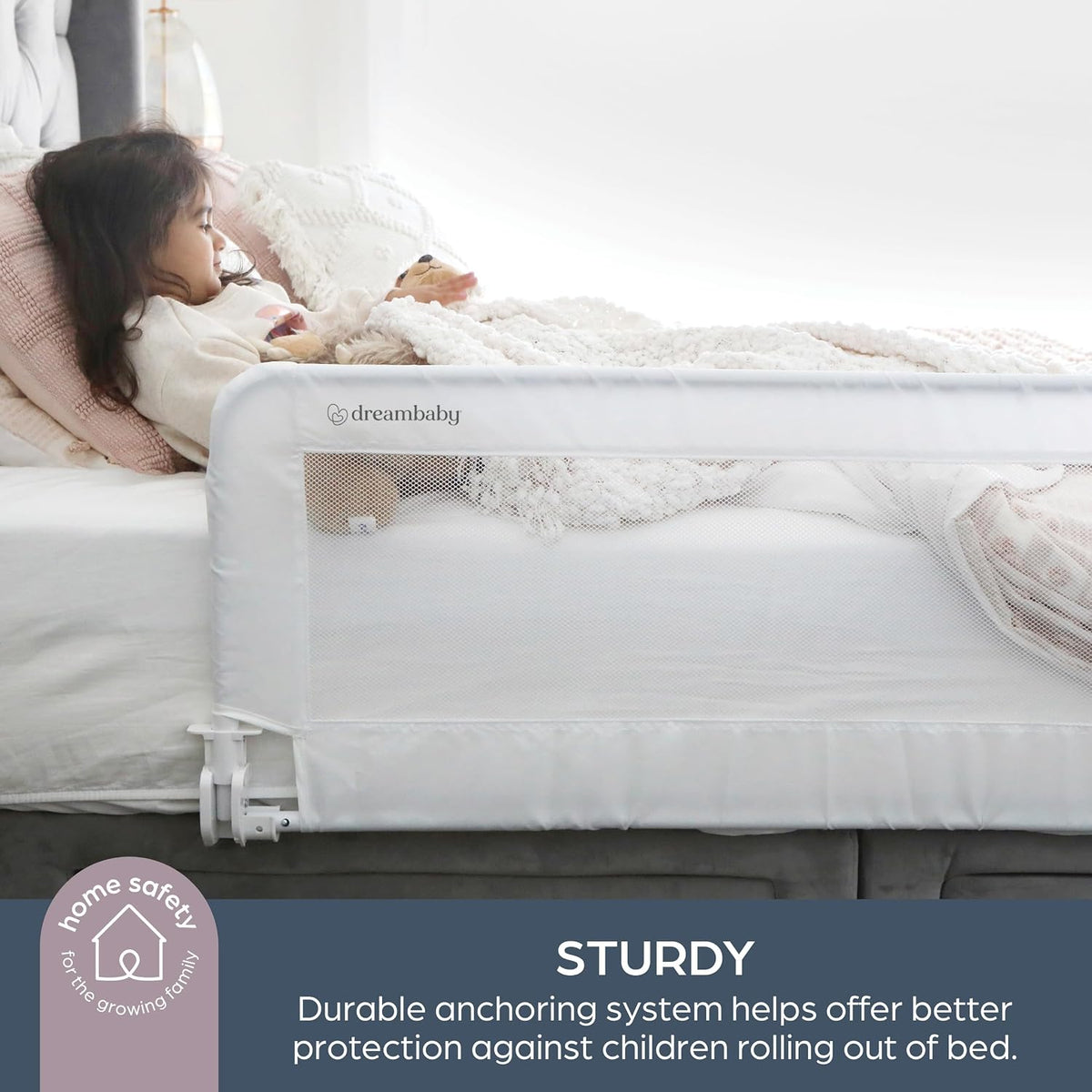 Dreambaby Phoenix Toddler Bed Guard - Foldable & Travel Safety Rail - Suitable for Single, Double and King Size Mattress - Measures 110cm Wide x 45.5cm Tall