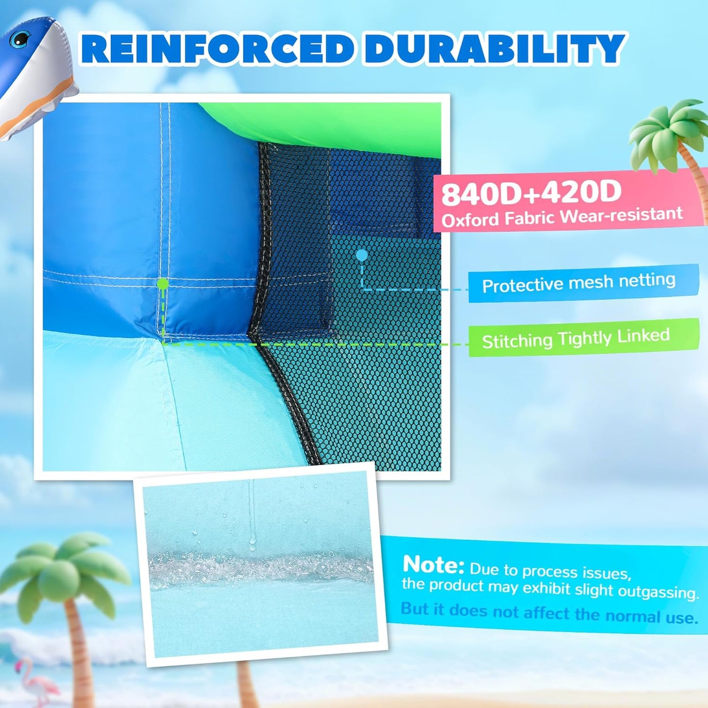 AIYAPLAY Large Inflatable Bouncy Castle for Kids, 8 in 1 Sharks Theme Jumping Bounce House with Slide, Ball Pit, Climbing Wall, Basketball Hoop and Blower for Indoor Outdoor Garden Party, Blue