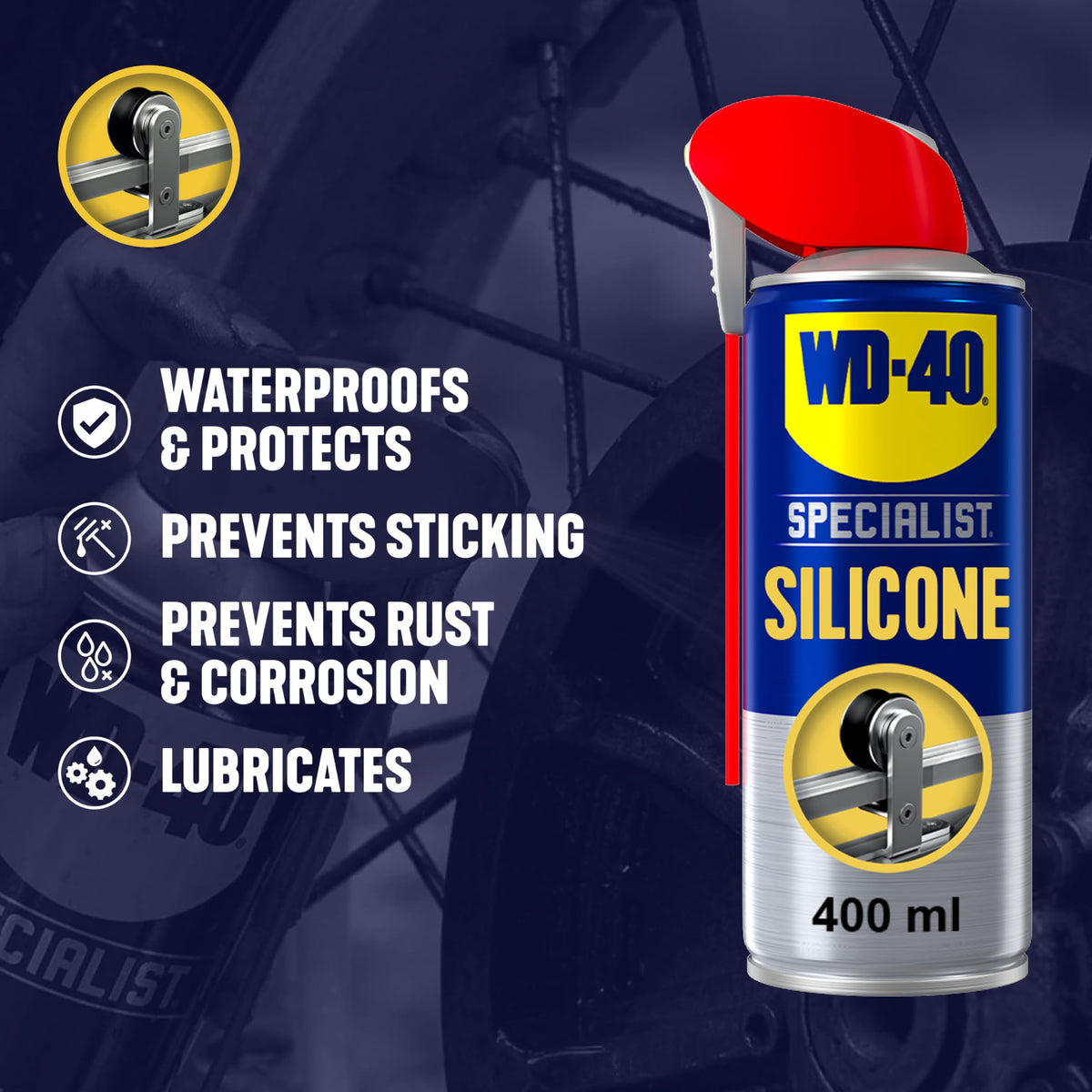WD-40 Specialist Silicone Lubricant Spray, Smart Straw, All-Weather, 400ml