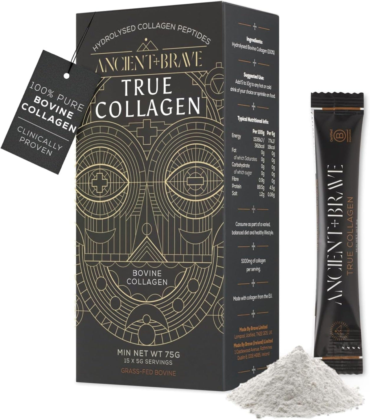 Ancient + Brave True Collagen Powder 200g | 40 Servings | Bovine Collagen
