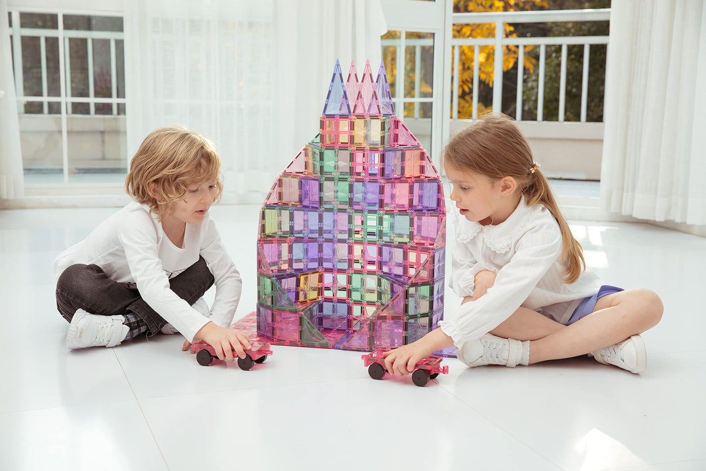 MEGAGONTILES 110PCS Premium Magnetic Tiles Set | STEM-Authenticated Magnetic Building Blocks | Educational Construction Toy for Kids Ages 3–8 (Boys & Girls)