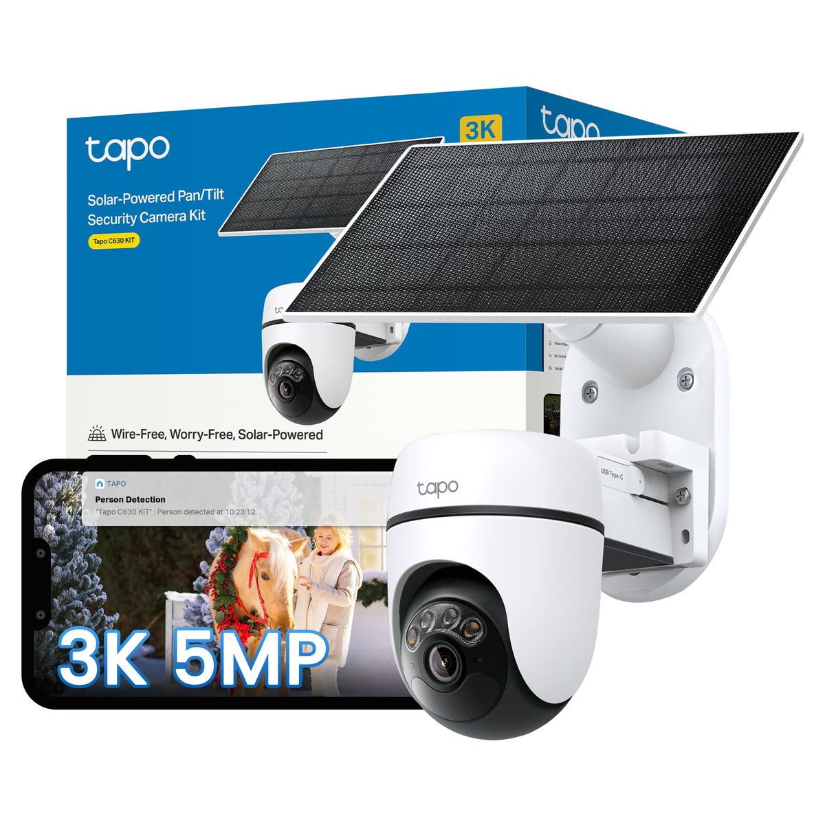 Tapo TC90 KIT 2K 3MP Solar Pan/Tilt Outdoor Security Camera Wireless