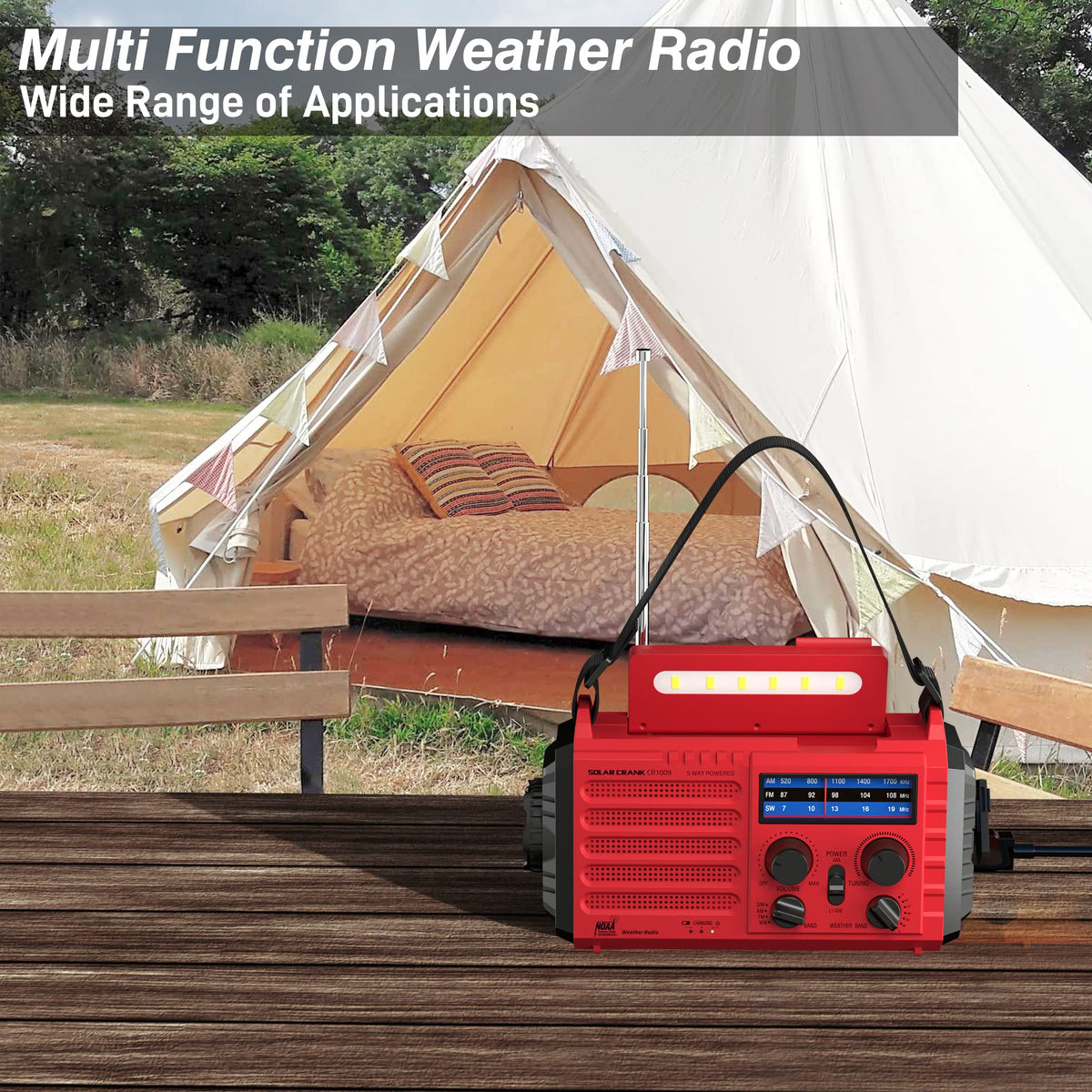 Mesqool Wind Up Radio Solar Powered, 5000mAh Emergency Hand Crank AM FM Radio with Flashlight, Reading Lamp, USB Phone Charger, SOS Alarm and Compass