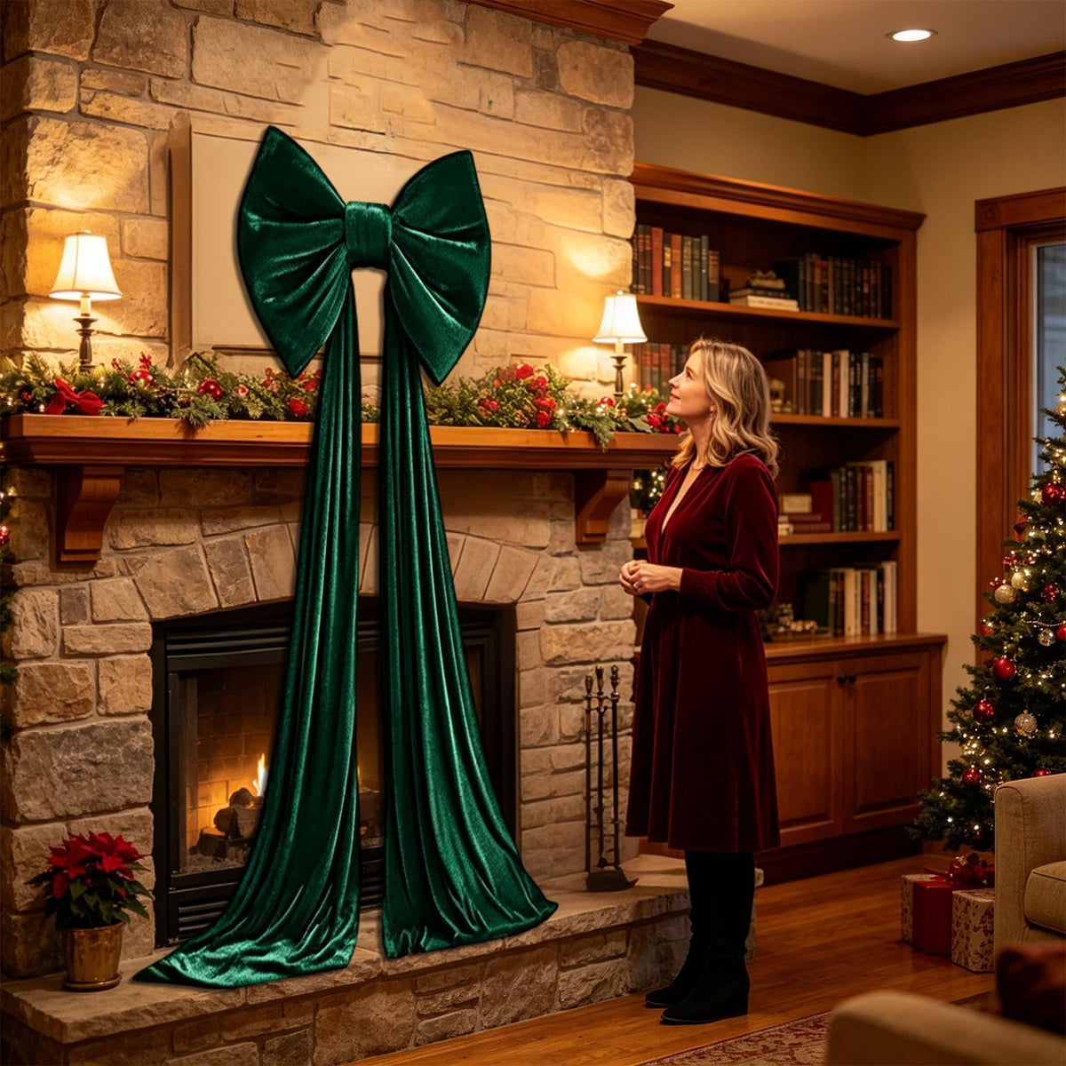 Large Christmas Tree Topper Bow, 200CM Giant Velvet Christmas Tree Bows