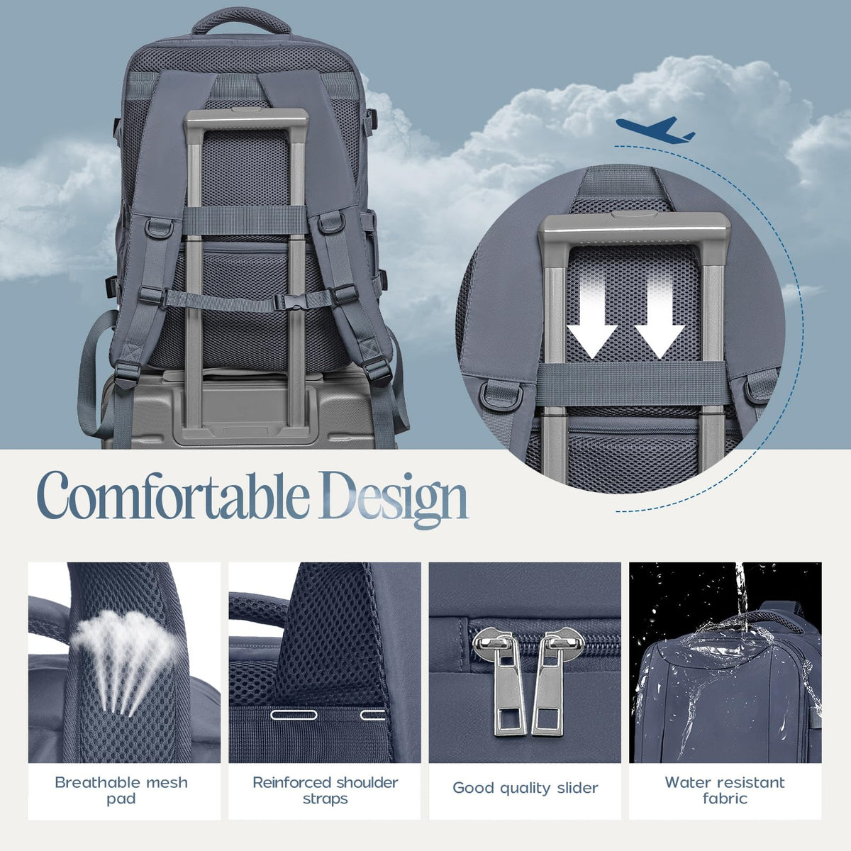 Xkdoai for Ryanair Cabin Bags 40x30x20,Backpack with TSA Approved Clear Bag