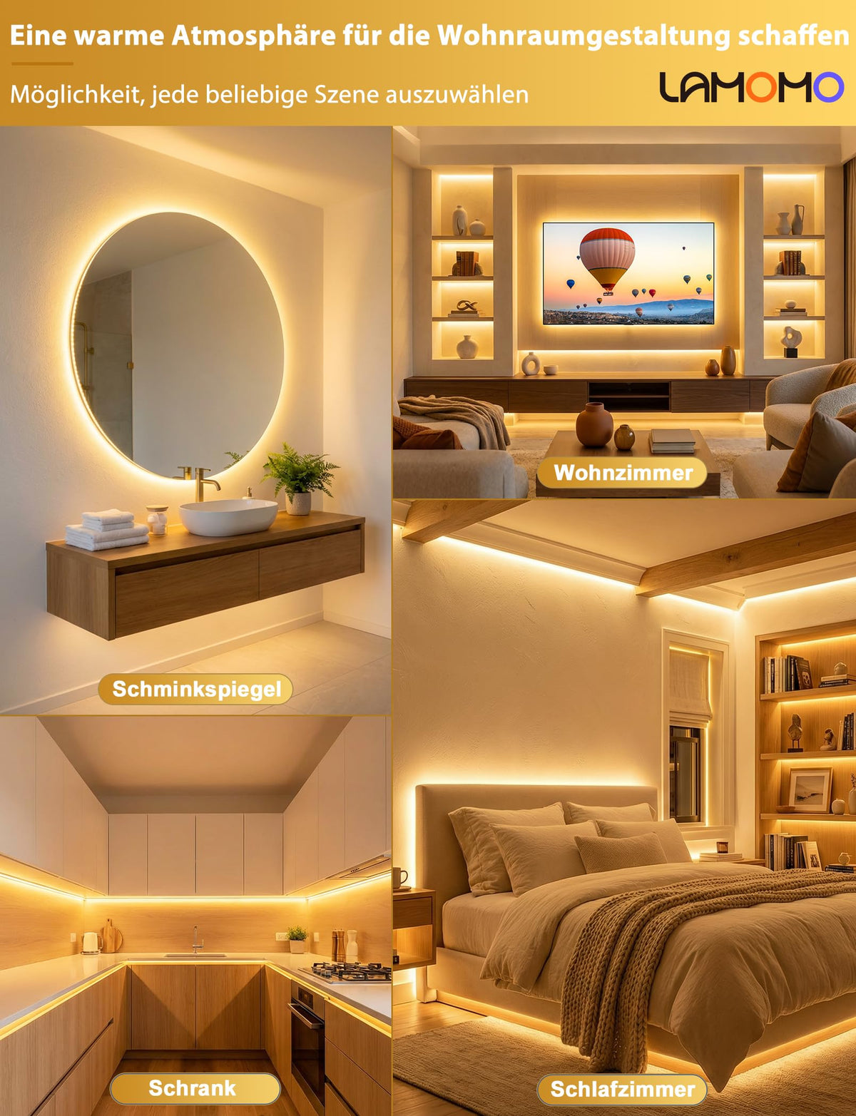 Lamomo COB LED Strip Light 5M, White Dimmable Neon Rope with Remote