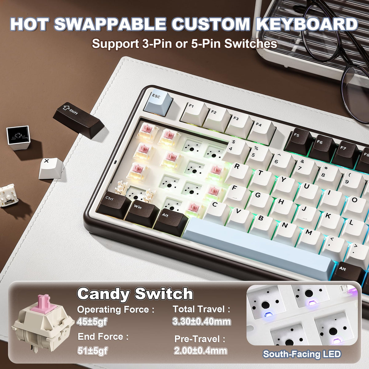 YUNZII B98 PRO 96% Wireless Mechanical Keyboard (Matcha Green, Candy Switch)