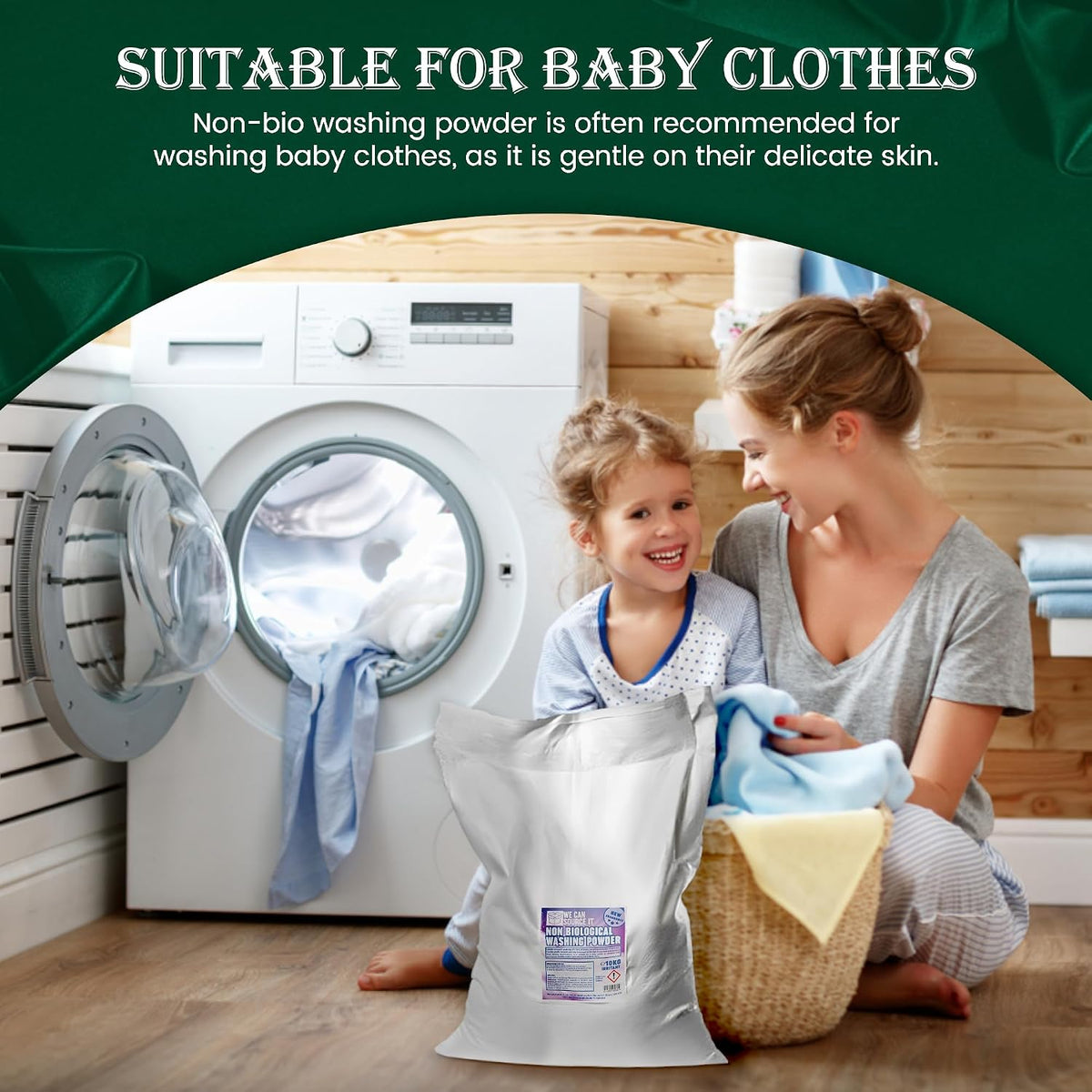 We Can Source It Ltd - Non-Bio Washing Powder 10Kg – 250 Washes Laundry Detergent Sack – Enzyme-Based Stain Removal, Cold Water Effective & Safe for Septic Systems