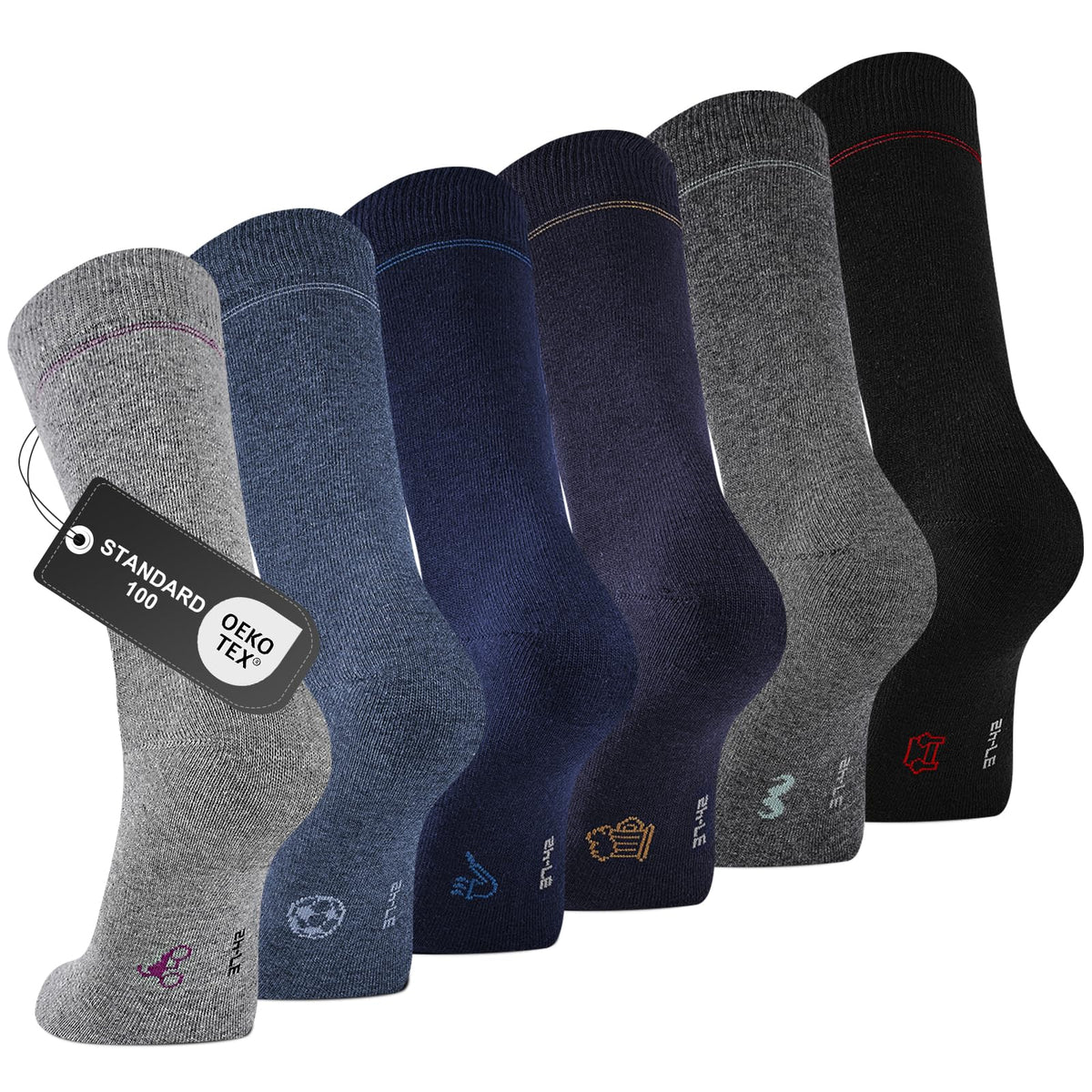 Mens Socks, 6/12 Pairs Cotton Business Socks for Men