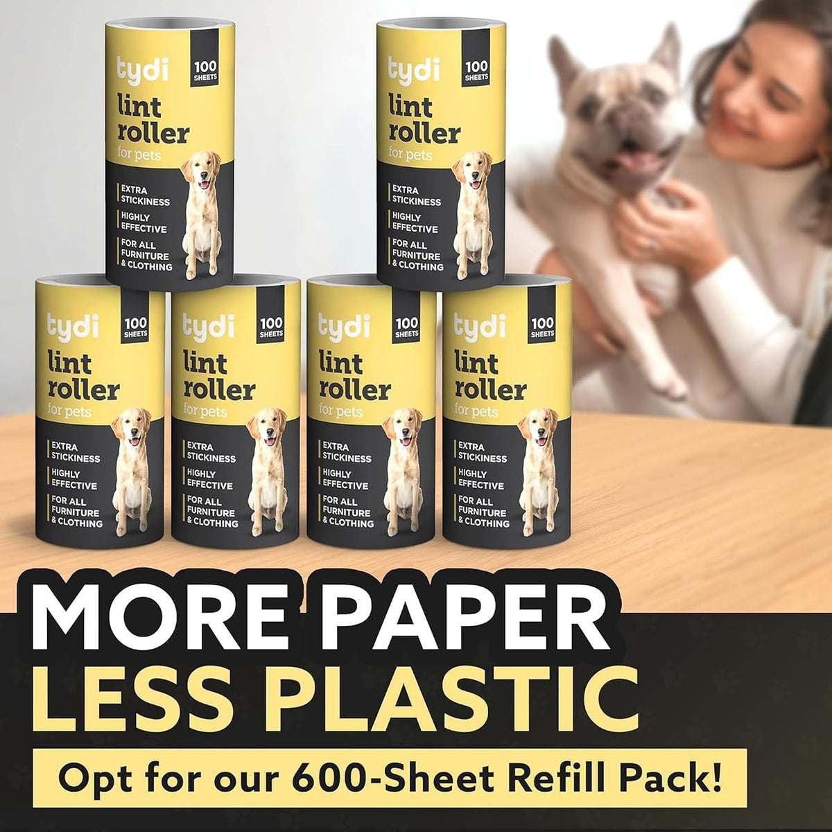 Tydi Pet Hair Lint Rollers, 1700 Sheets with 2 Handles