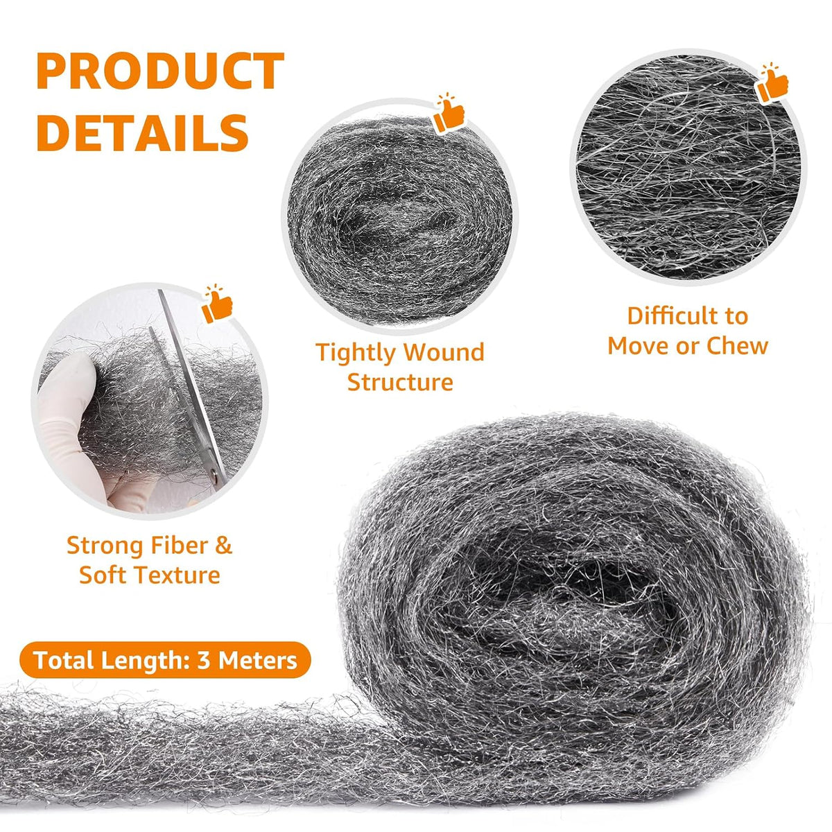 PICK FOR LIFE Steel Wool Mice Blocker 2 Pack Coarse Wire Wool Rat Fill Hole