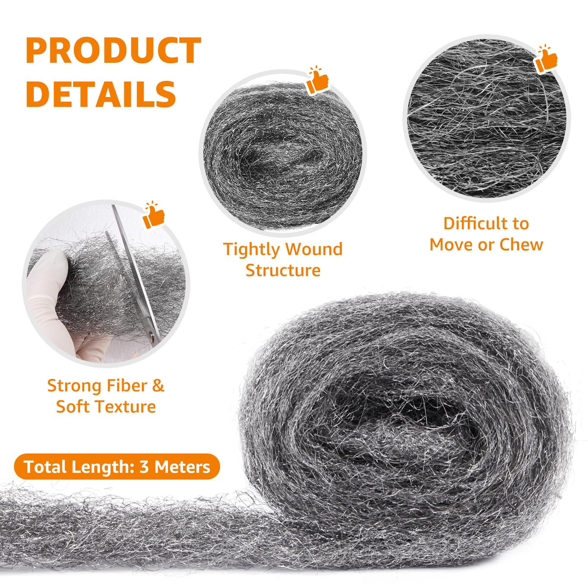 PICK FOR LIFE Steel Wool Mice Blocker 2 Pack Coarse Wire Wool Rat Fill Hole