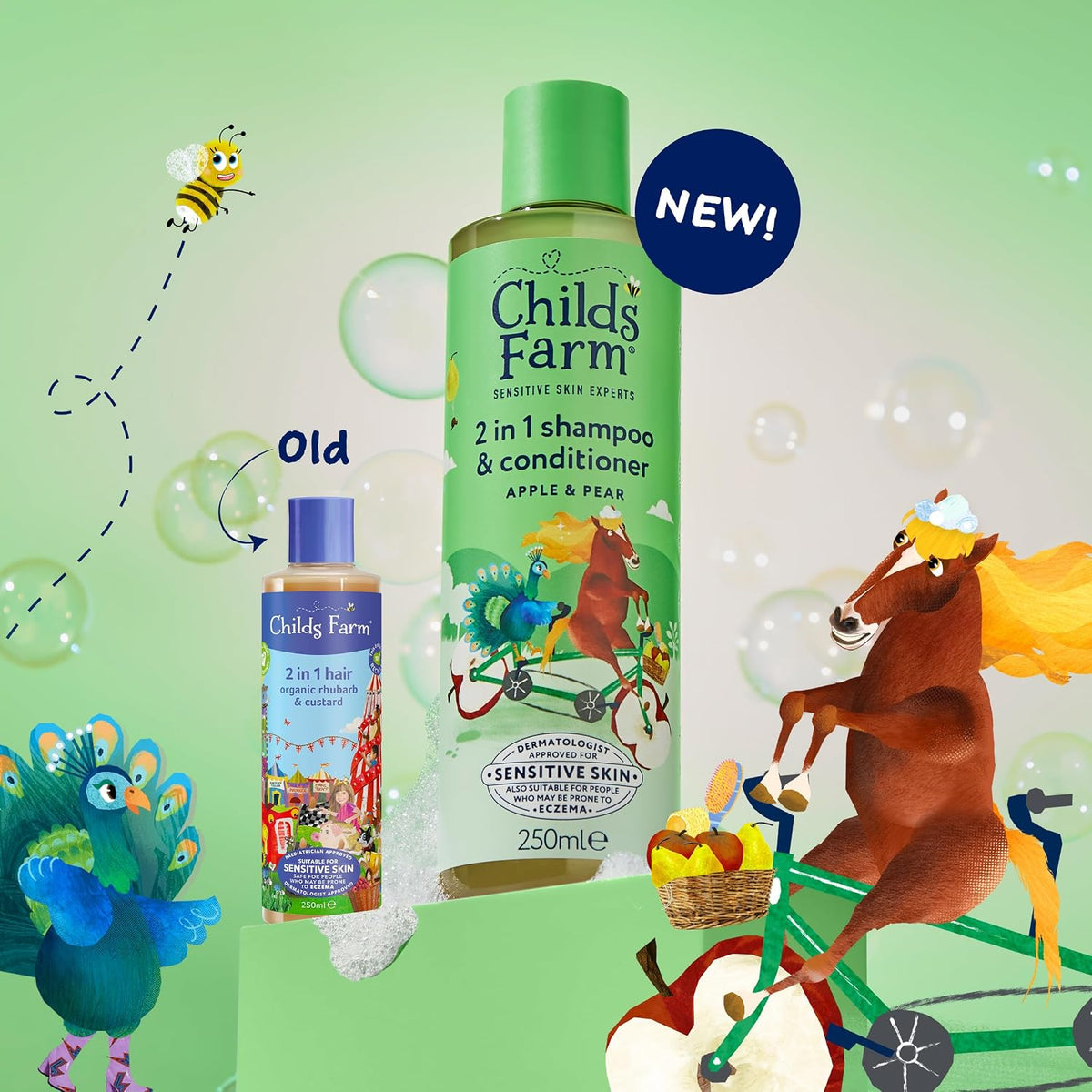 Childs Farm 2 in 1 Hair Shampoo and Conditioner, Gentle Tear Free, Apple and Pear Fragrance, Children, Kids, Baby, 250ml