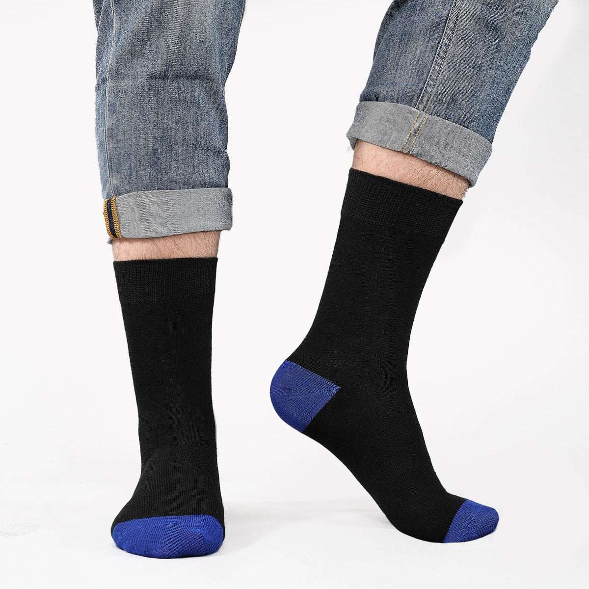 Cirorld 6/10 Pairs Mens Black Socks, Breathable Causal Cotton Socks Men