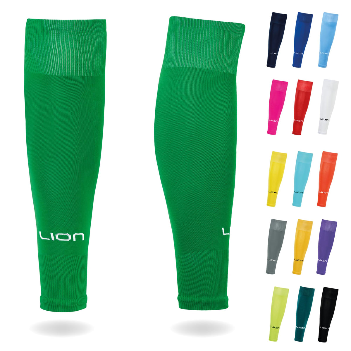 LION SPORTSWEAR Football Sock Sleeves To Accompany Grip Socks - Fits Over Calf/Shin Pads - Variety Of Colors To Match Your Team Kit