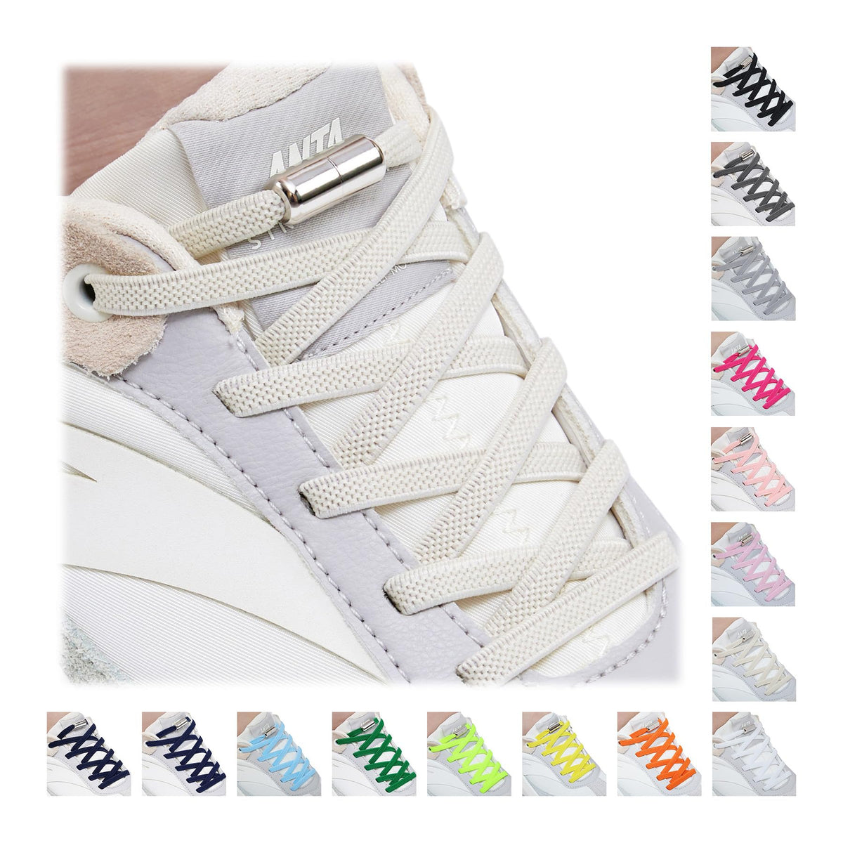 Handshop 2 Pairs Elastic Laces, No Tie Shoelaces for Trainers