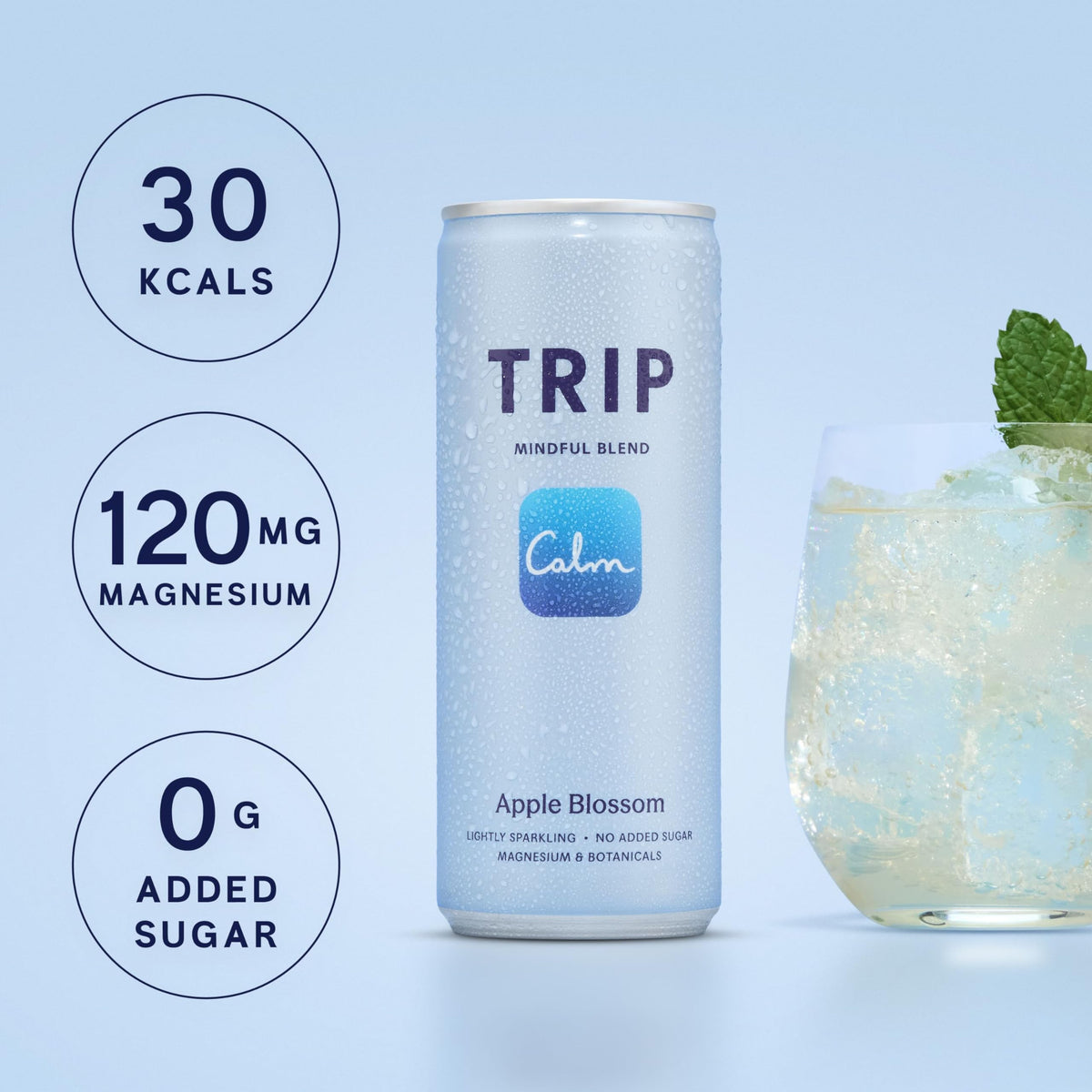 TRIP Cucumber Mint Sparkling drink with 120MG calming Magnesium + Lion’s Mane + Chamomile + Lemon Balm. Low Calorie and Vegan (Pack of 12 x 250ml) - Packaging Might Vary