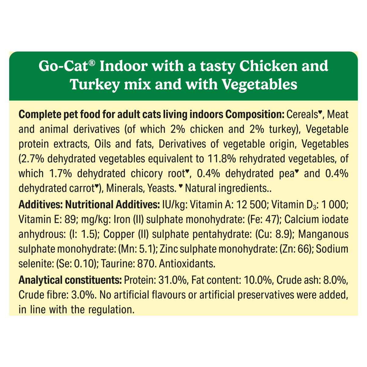 GO-CAT Adult Dry Cat Food Chicken and Duck 10kg Pack