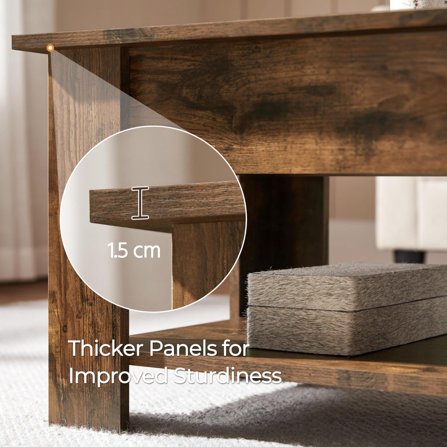 Yaheetech Lift Up Coffee Table, Wooden Lifting Coffee Table with Hidden Storage Drawer and Open Shelf, Space-saving Tea Tables for Living Room/Reception, Espresso