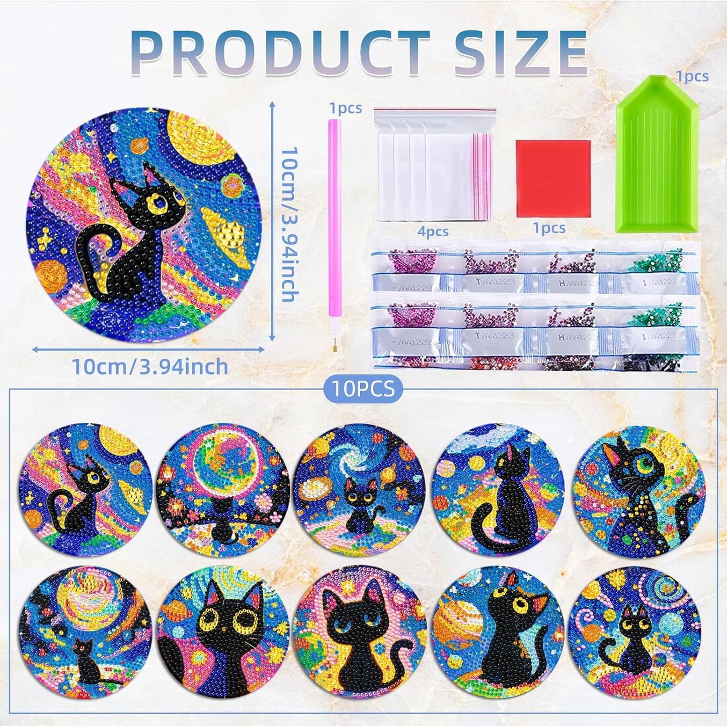 8 Pcs Flowers Diamond Art Coasters Kits for Adults Begainners,Full Drill Diamond Painting Coasters Kit with Holder,DIY Gem Painting Craft Kits for Adults Supplies Gift (Flowers).
