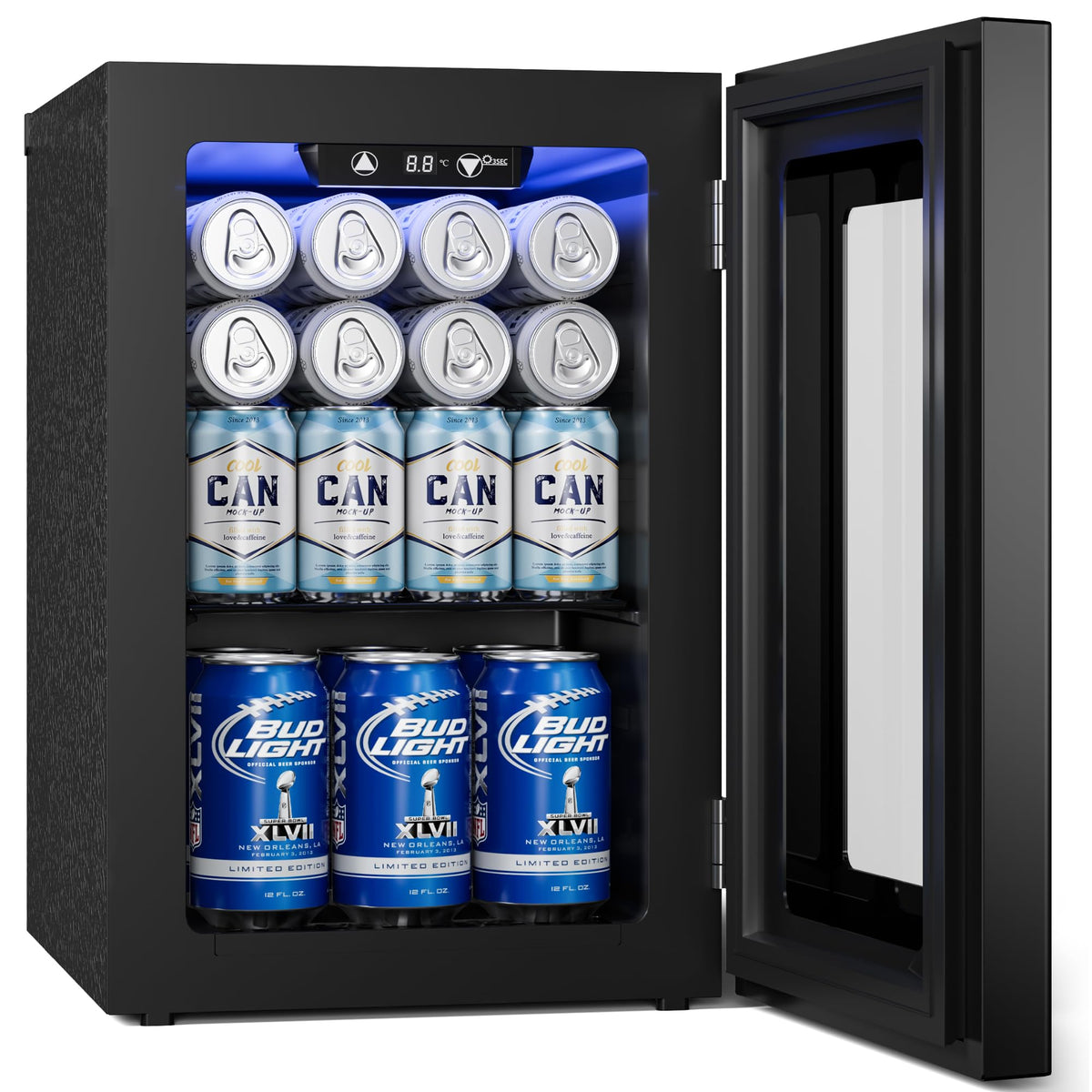 JUMMICO Compressor Beverage Cooler 36L 4-16°C Digital Display Black