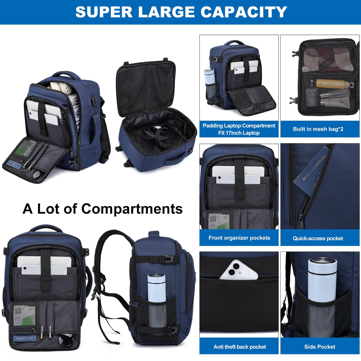 Ryanair Cabin Bags 40x30x20 Underseat 24L Small Travel Backpack Cabin Size