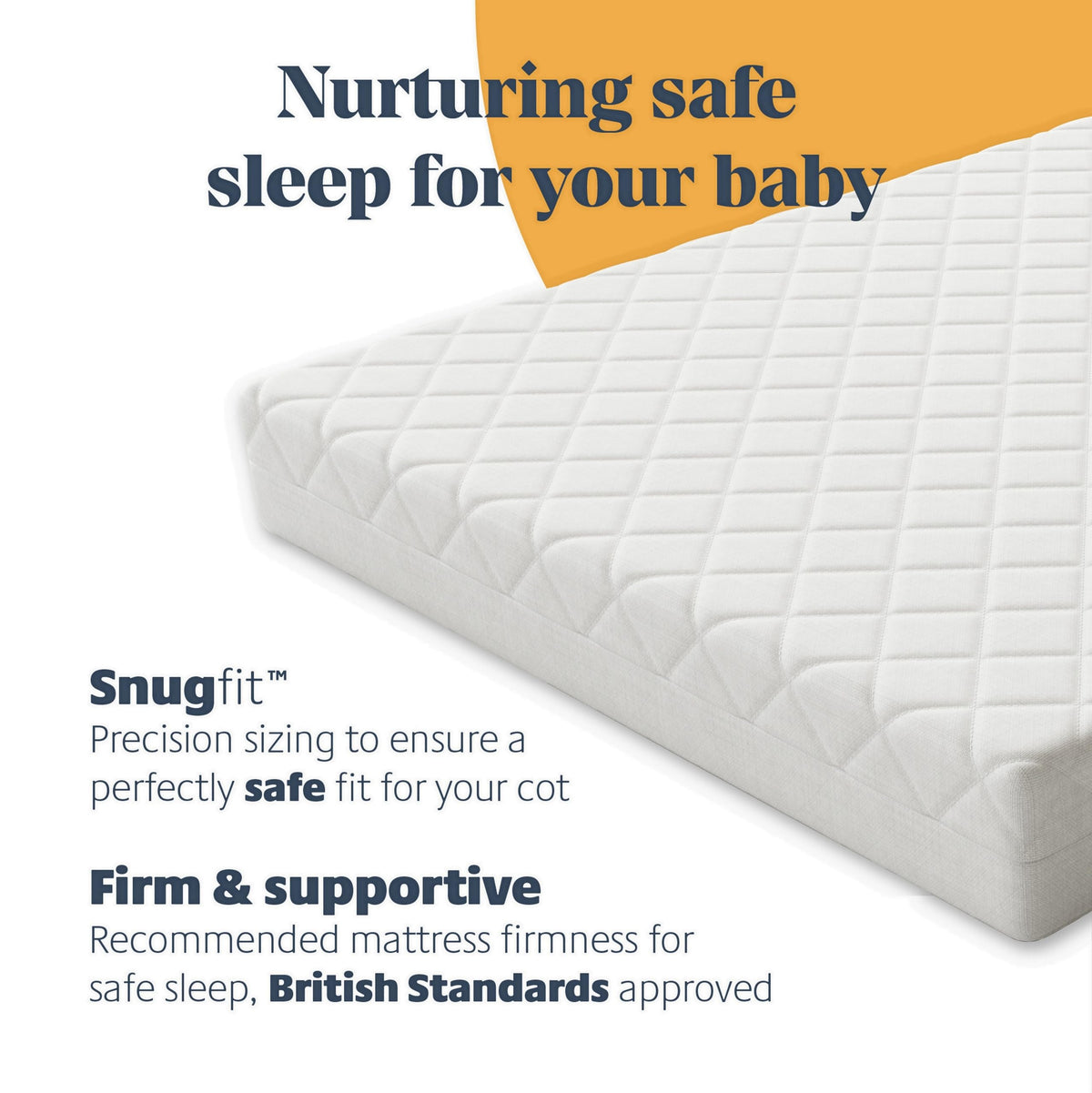Mother Nurture Classic Eco Fibre Cot Bed Mattress - Hypoallergenic Easy Clean Quilted Cover, Reversible, Water Resistant, Baby Cot Mattress, Firm & Supportive, White, BSI Tested - Size 140x70 x10cm