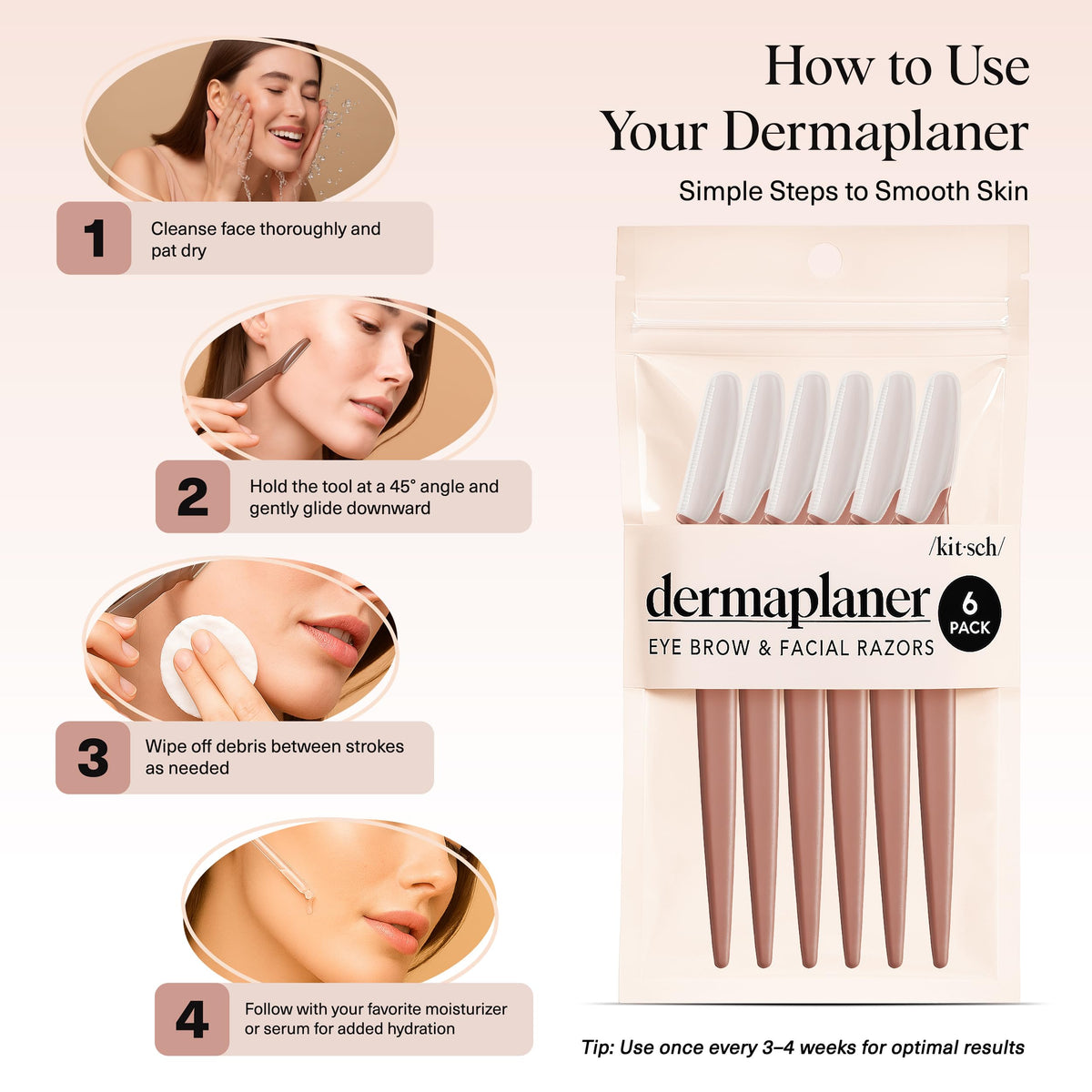 Kitsch Dermaplane Razor for Women Face 12pcs – Terracotta