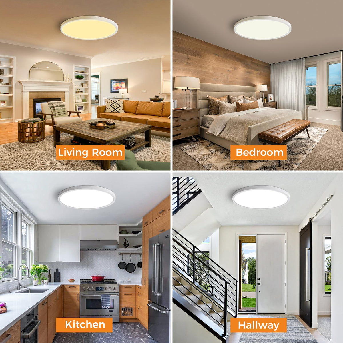 slochi Bathroom Light, 3000K/4000K/6500K 3 Color Temperature, Waterproof, Round, Modern, Flush Ceiling Light for Bathroom, Kitchen, Bedroom, Hallway and MoreØ18CM(Gold)