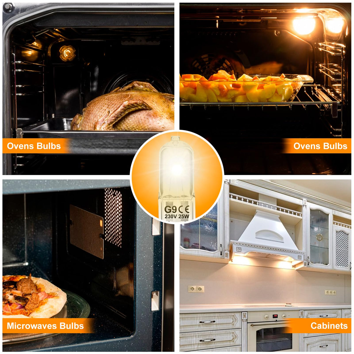 G9 Halogen Light Bulbs, 28W 2700K Warm White 230V Dimmable Capsule Bulbs, Non-Flicker - 12 Pack