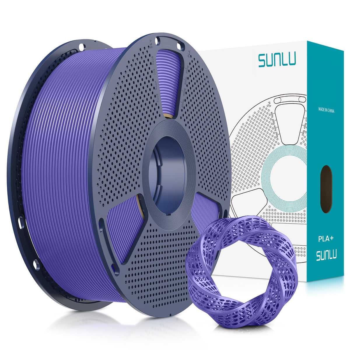 SUNLU PLA+ 3D Printer Filament, Tougher PLA Plus Filament 1.75mm, 1KG Black