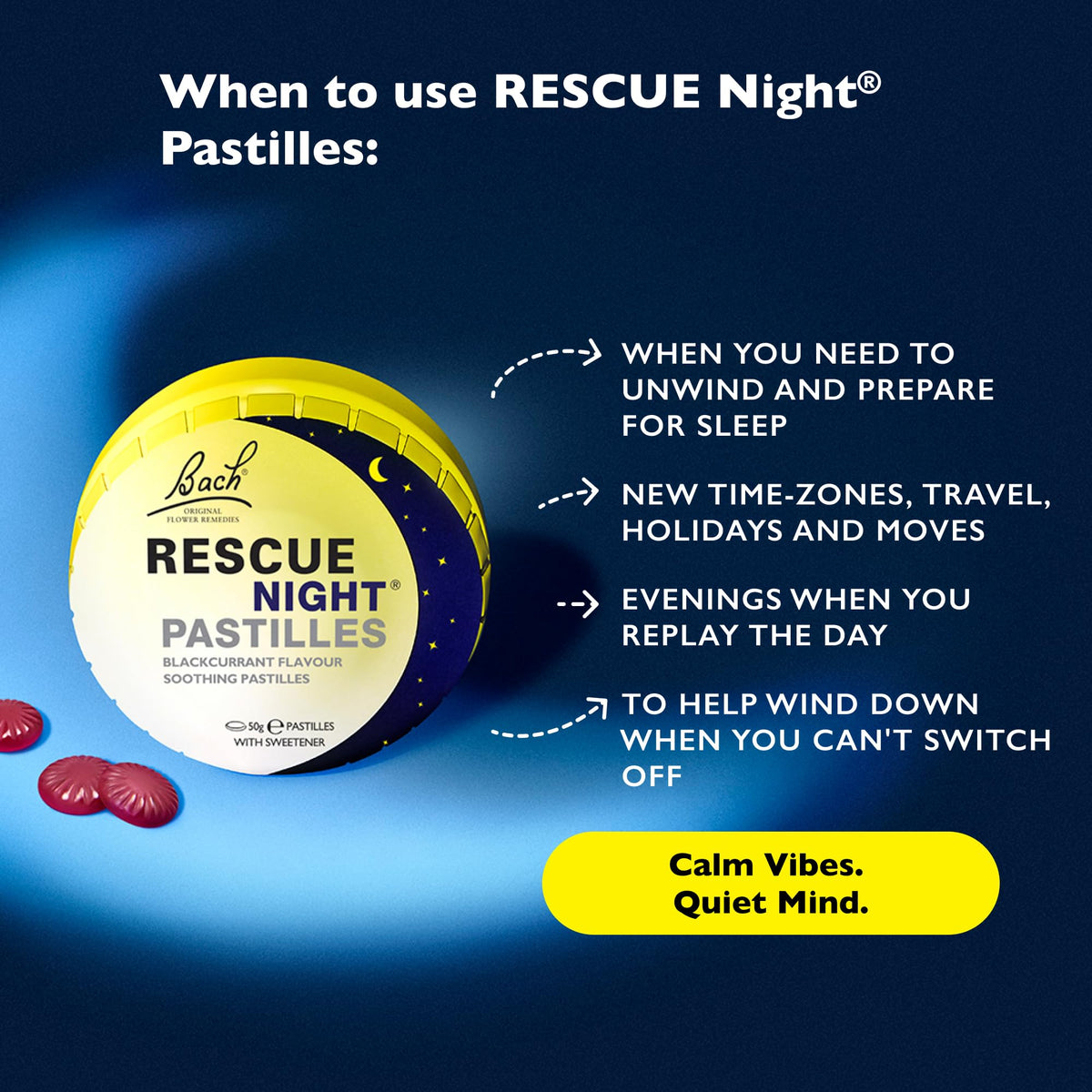 Rescue Remedy Pastilles | Orange & Elderflower Flavoured | Daily Support for Stressful Moments | Bach Original Flower Essences | Chewable Pastilles | 50g Travel Tin