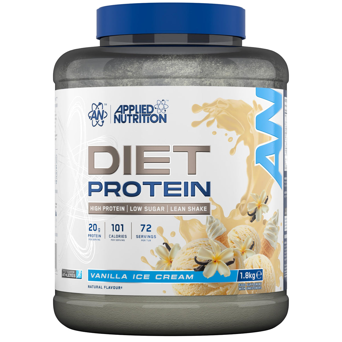 Applied Nutrition Diet Whey - High Protein Powder Supplement, Low Carb & Sugar, for Weight Management with CLA, L Carnitine, Green Tea (450g - 18 Servings) (Vanilla)