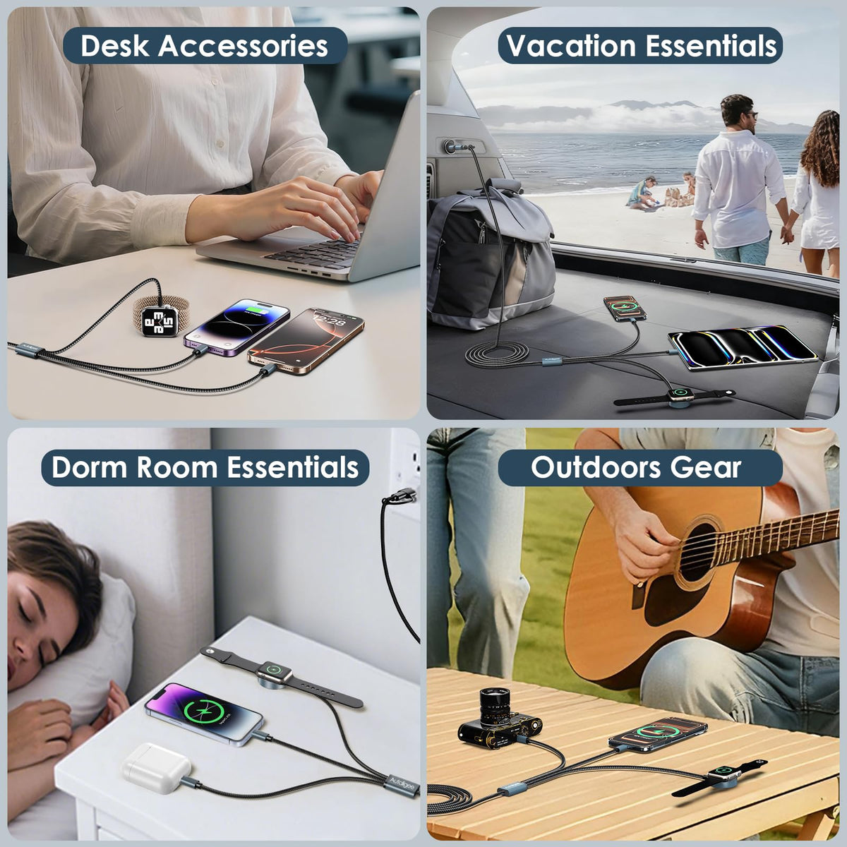 Upgraded 3 in 2 Apple Watch Charger iPhone Charger Cable Travel Essentials