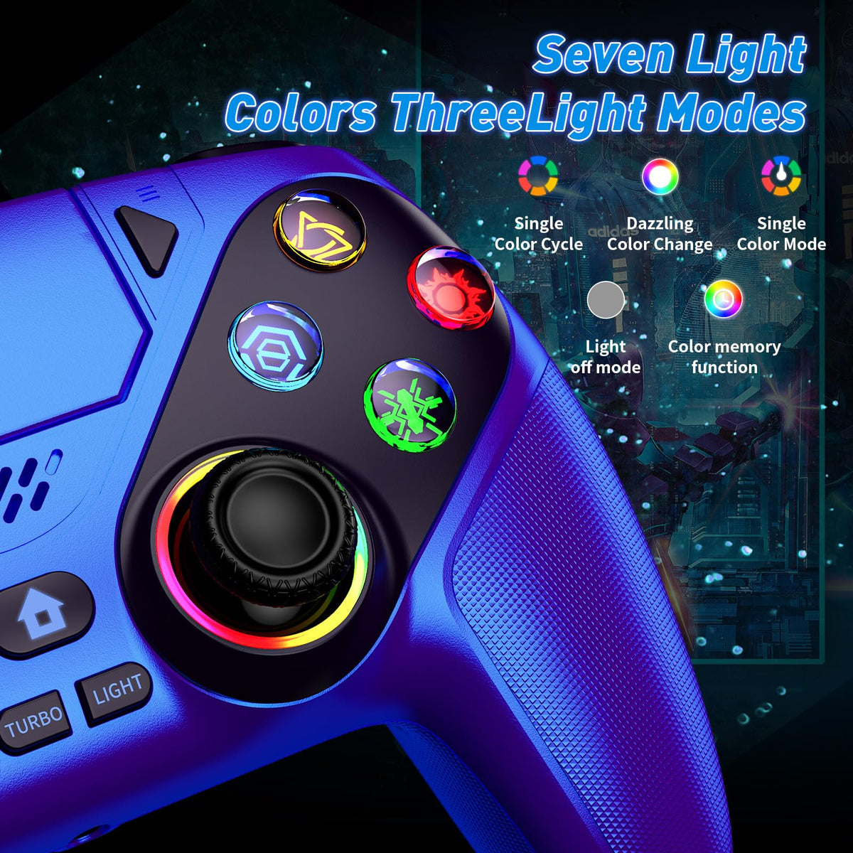 Dinosoo RGB Wireless Controller for PS5/Pro/Slim/PC, with Back Paddles, Touchpad, Dual Vibration, 6-Axis Gyro, Macro, Turbo, Speaker & 3.5mm Audio