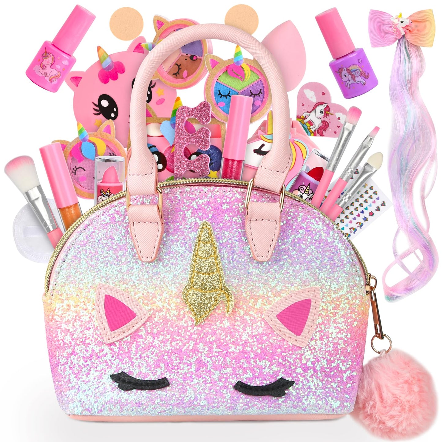 Dreamon Kids Makeup Set for Girls | Washable & Non-Toxic Real Makeup Set | Pretend Play Princess Toys | Christmas Birthday Gifts for Girls Age 5-12