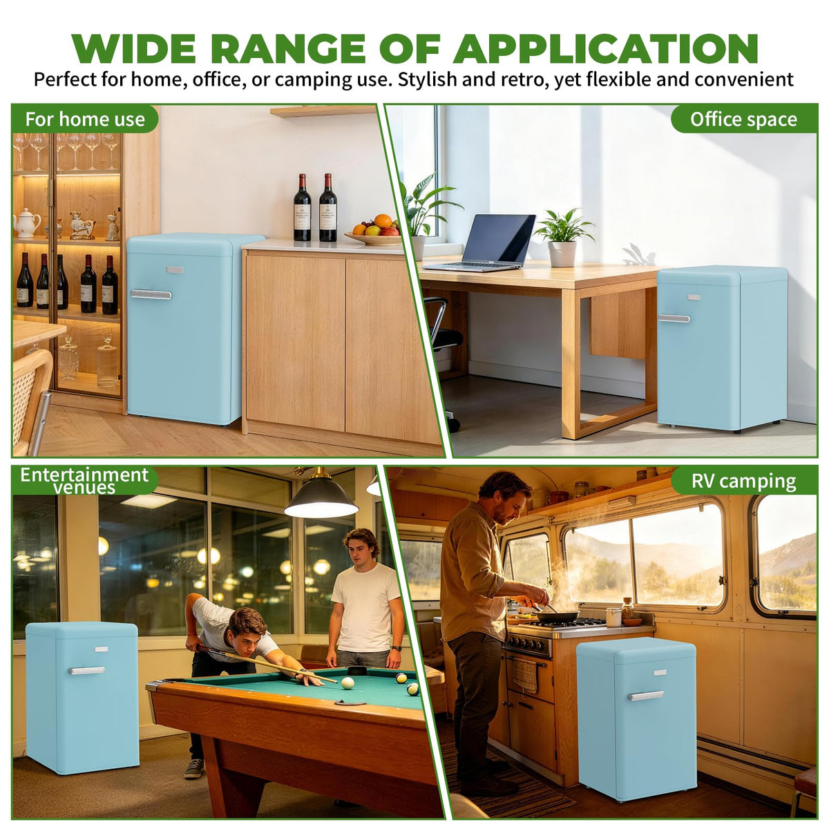 LIKEEM Retro Mini Fridge 72L, 43dB Quiet, Vintage LED Cooler, 7 Temp