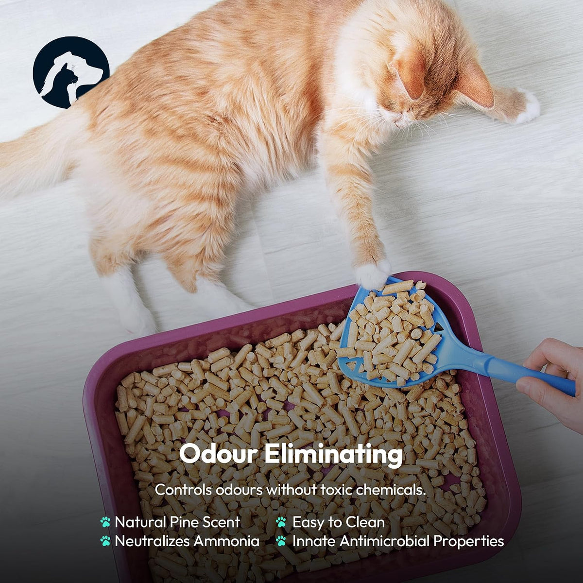 Oscars Wood Pellet Cat Litter 30L - Ultra-Absorbent, Low Dust, Non-Clumping