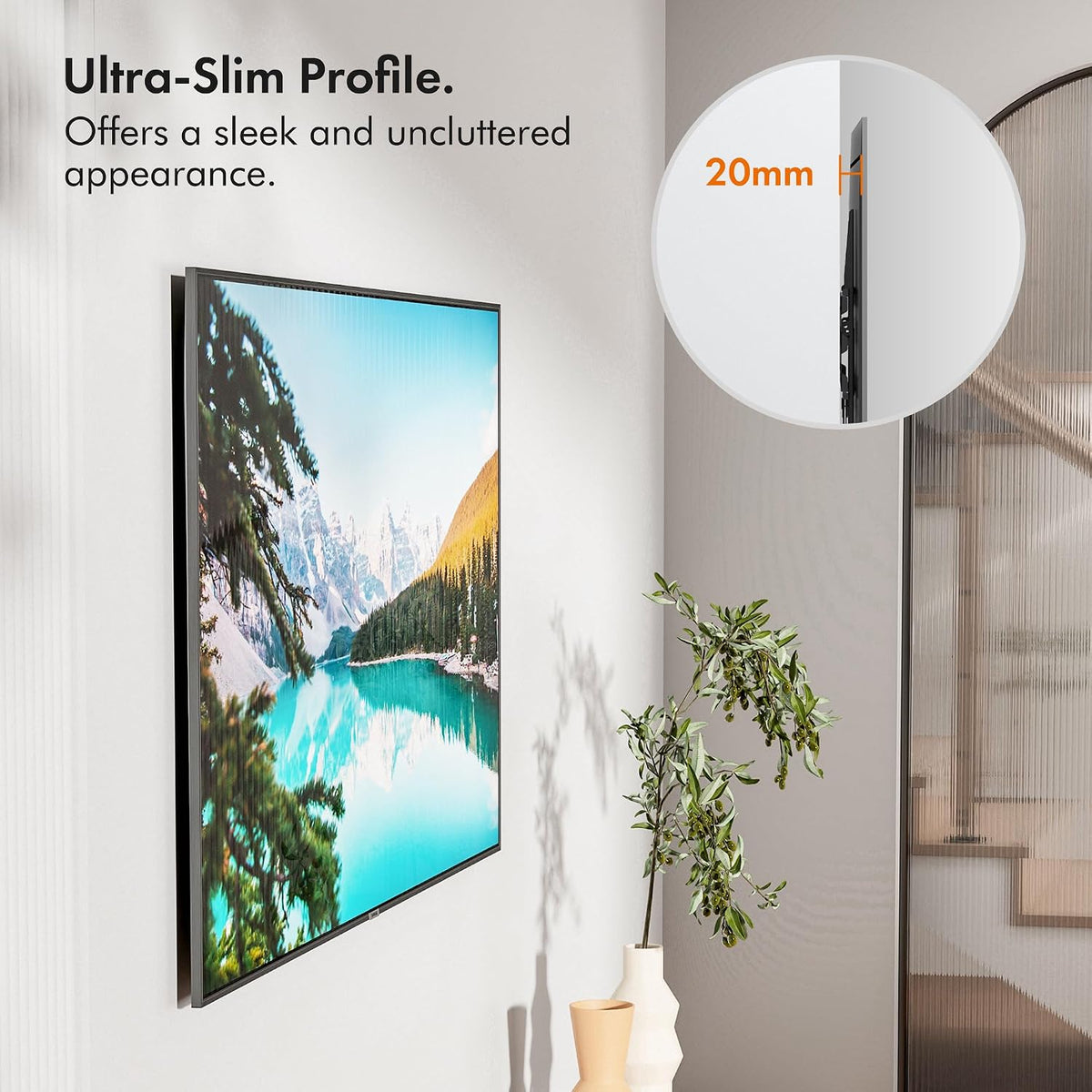 VonHaus TV Wall Bracket for 32-75" Screens, Ultra-Slim TV Bracket with Spirit Level, Flat to Wall Mount, 55kg Capacity, Max VESA : 400x400 mm