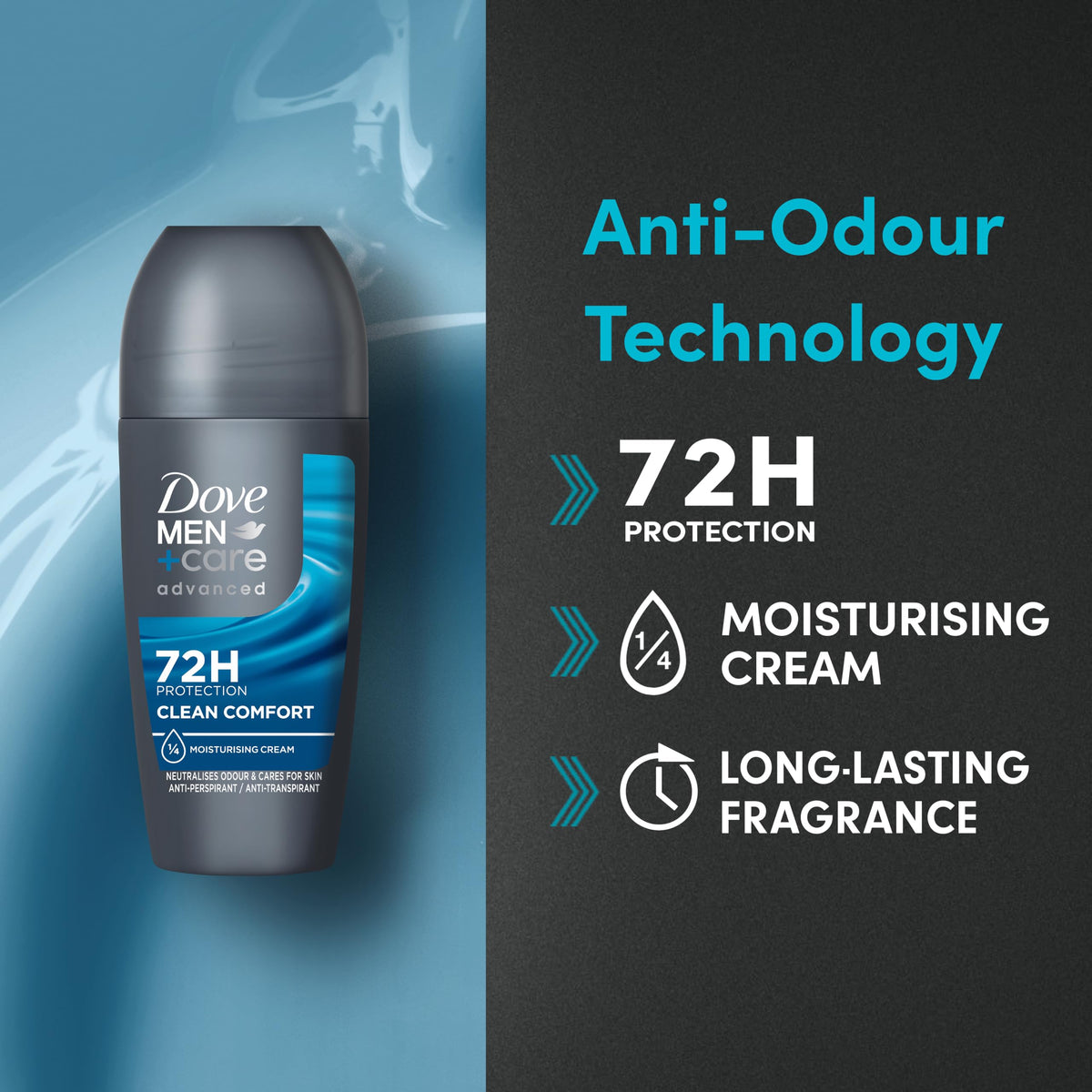 Dove Advanced Extra Fresh Antiperspirant Deodorant Roll On deodorant for men with Triple Action Technology for 72h sweat & odour protection 50 ml (Pack of 2)