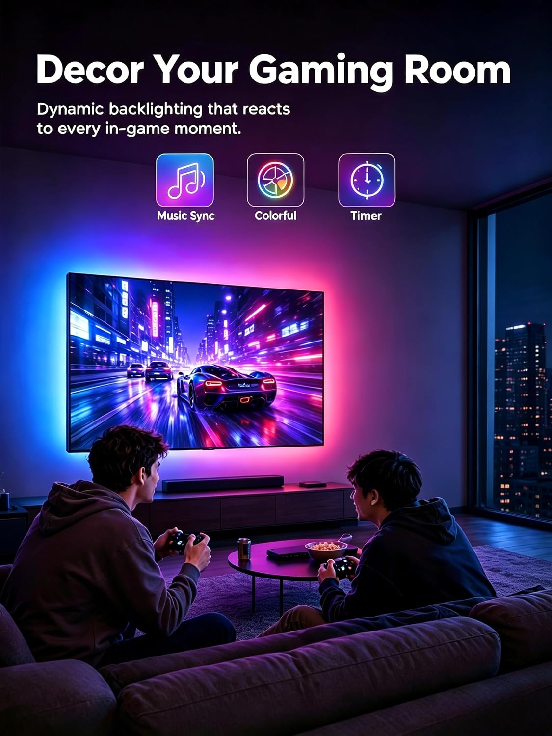 MATICOD TV LED Lights, 4M TV Lights for 45-60in TVs, Music Sync RGB TV Backlight USB LED Strip Lights with Remote and App Control for Christmas Decorations