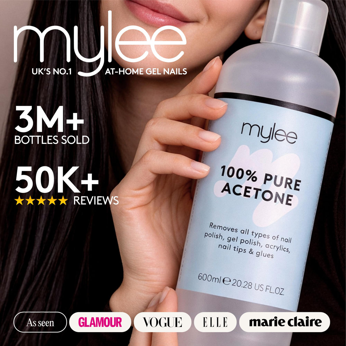 Mylee 100% Pure Acetone (300ml) - Gel Nail Polish Remover