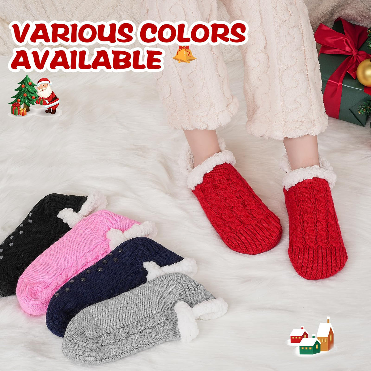 Niorasen Fluffy Slipper Socks Women Men, Winter Gift for Her, UK 4-9