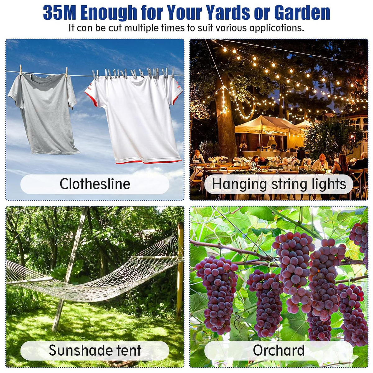 35M 69Pcs Garden Wire for Climbing Plant,Stainless Steel Cable Kit
