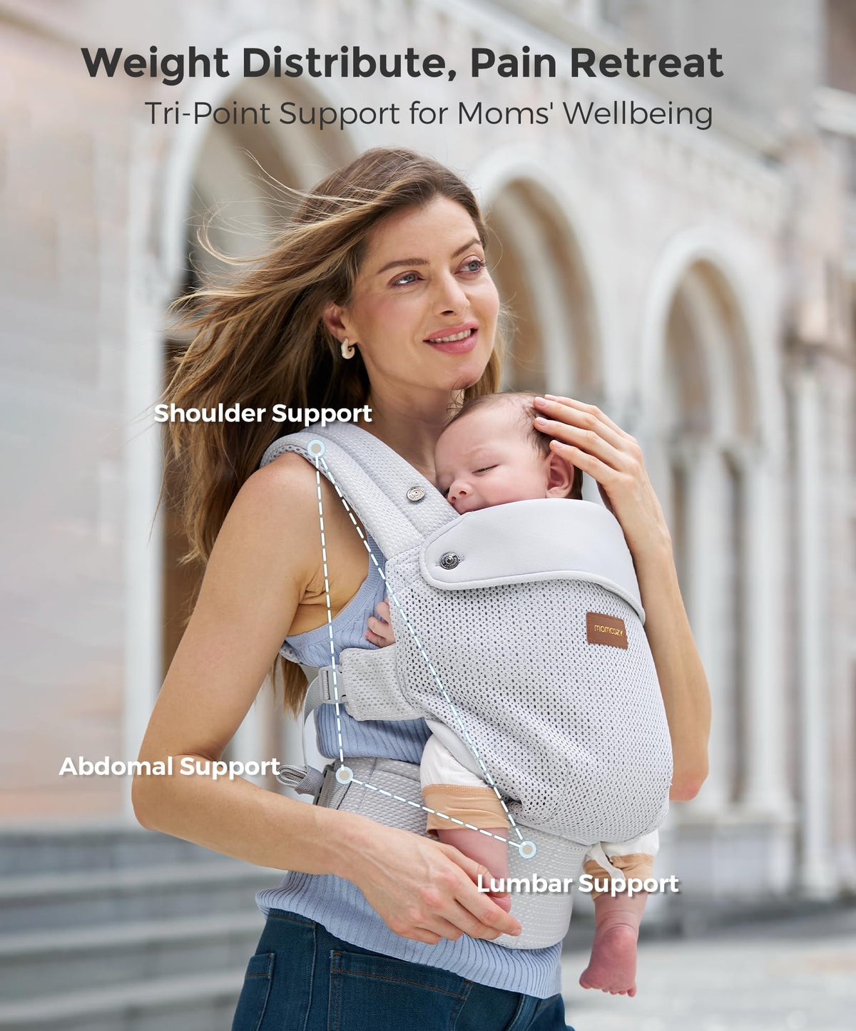 Momcozy Baby Carrier for 3-24M/3.2-20kg, Waist 64-127cm, Cotton Khaki