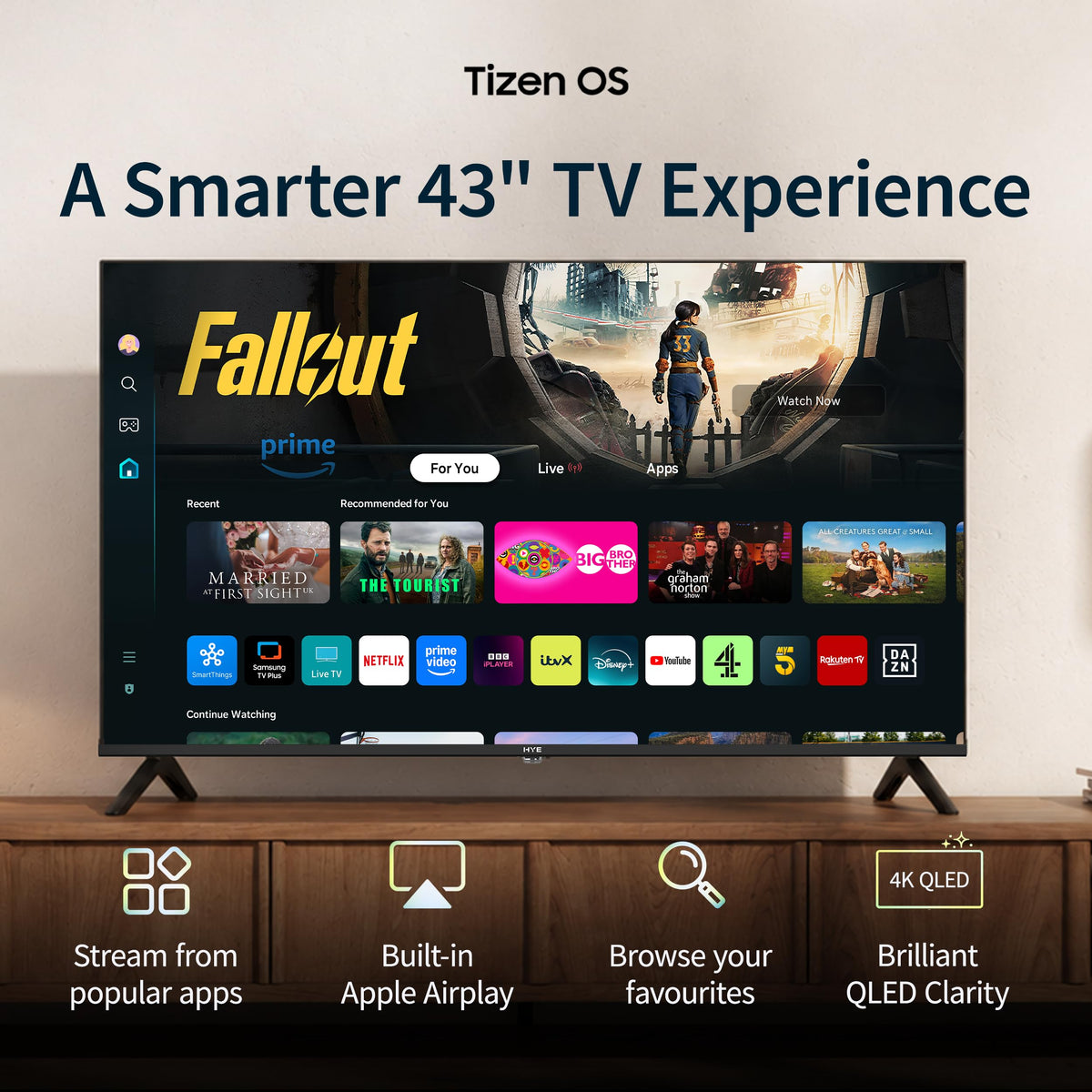 HYE 50" LED Smart TV - 4K Ultra HD, Samsung Tizen OS & Gaming Hub, Black