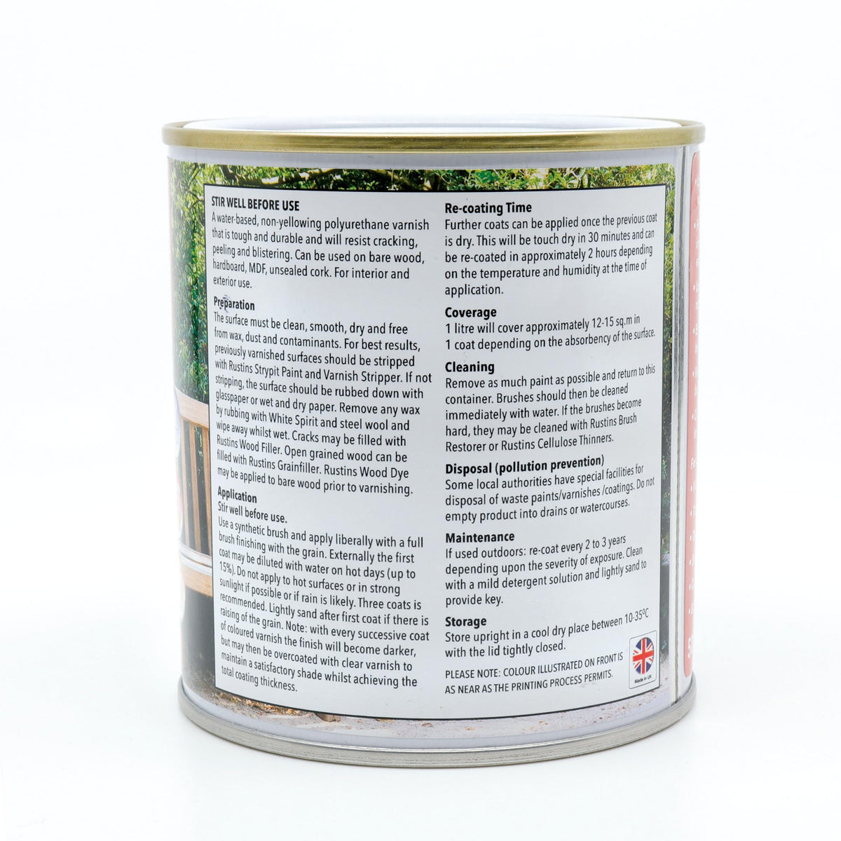 RustinsQuick Dry Poly Varnish Satin Clear 500ml -Tough, Water-Based Clear Finish in Gloss, Matt or Satin; Durable Protection for Interior Wood, Furniture and Floors